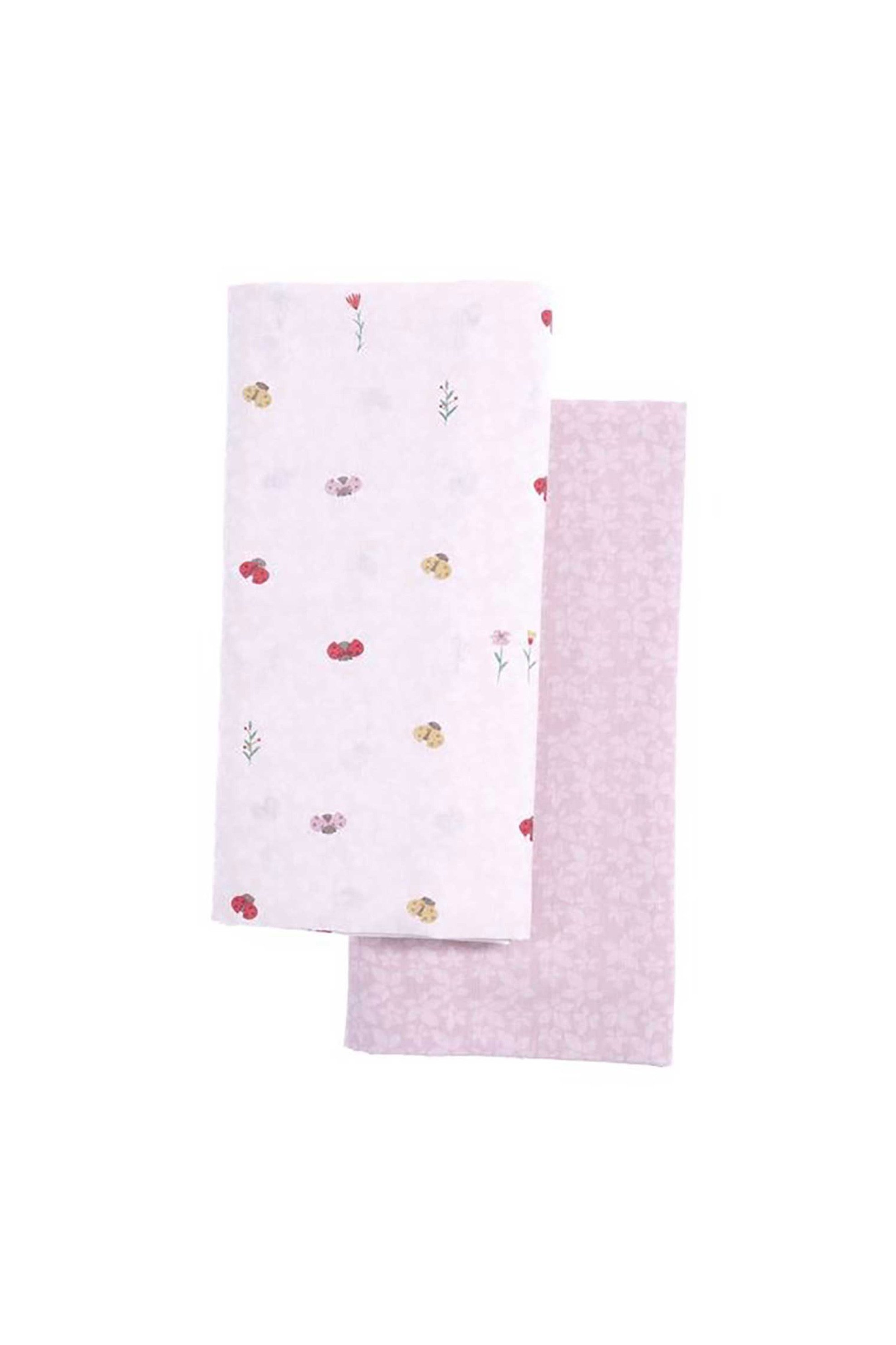 NEF-NEF HOMEWARE NEF-NEF σετ βρεφικά σεντόνια λίκνου 70 x 120 cm "Lady Bug" (2 τεμάχια) - 037381 Εκρού