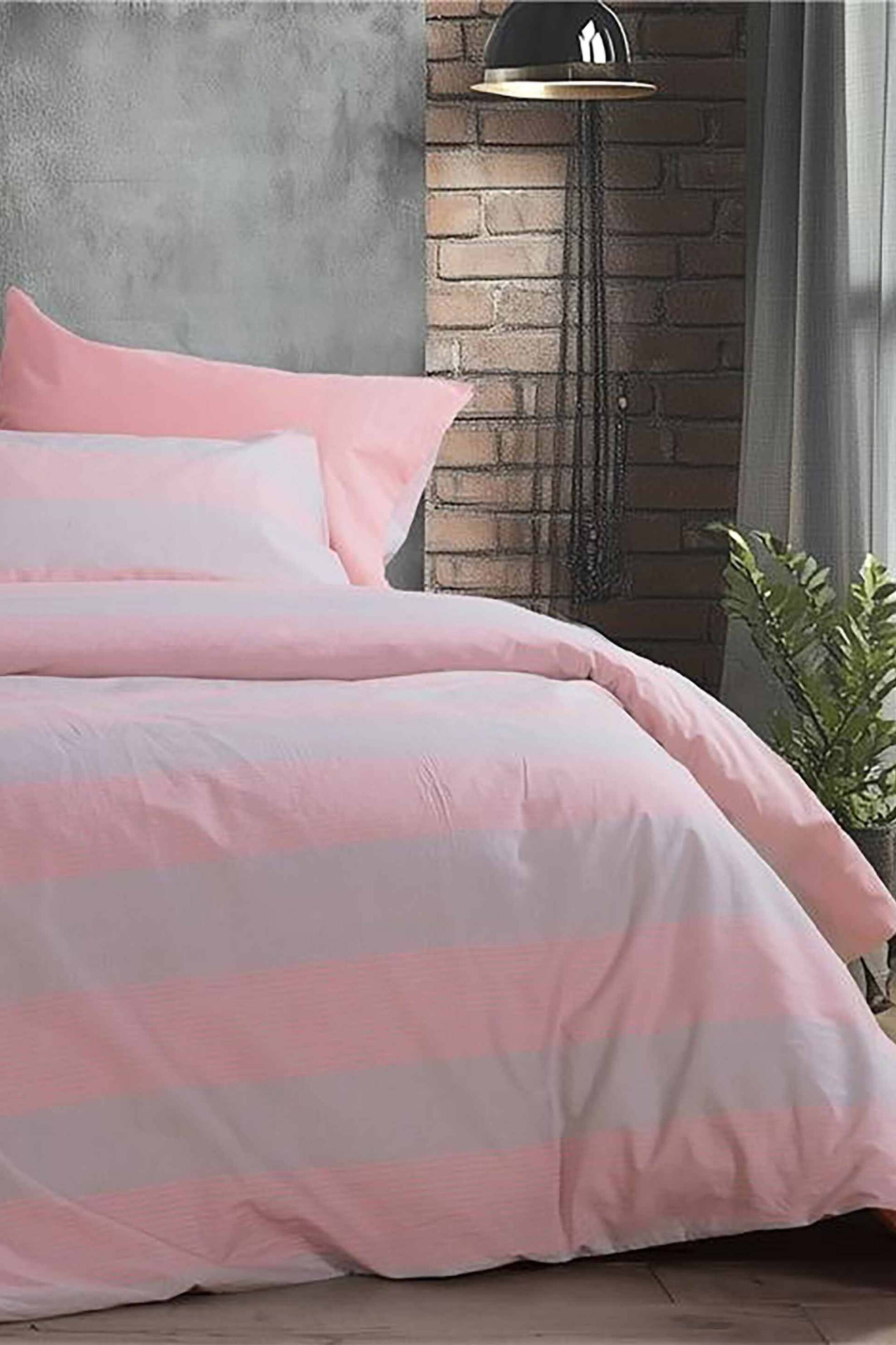 NEF-NEF σετ σεντόνια υπέρδιπλα με μαξιλαροθήκες "Casual Stripe" (4 τεμάχια) - 037456 Ροζ