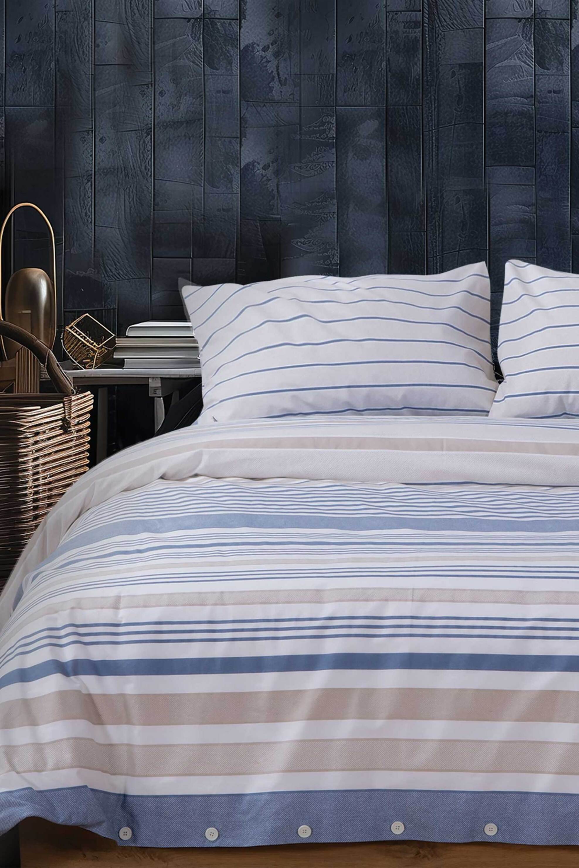 NEF-NEF σετ σεντόνια υπέρδιπλα με μαξιλαροθήκες 240 x 270 cm "Nautica-Nau Ocean" (4 τεμάχια) - 037636 Denim Blue