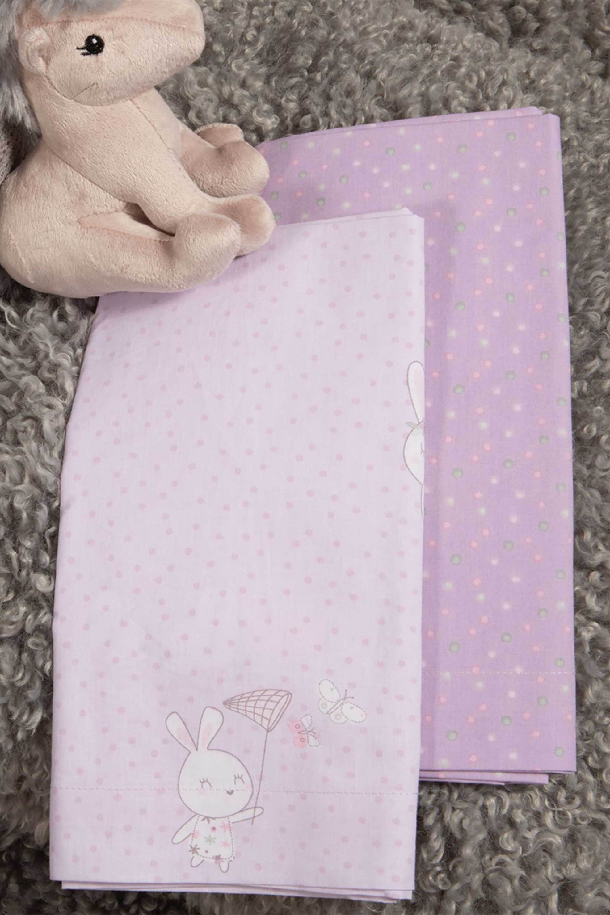 NEF-NEF HOMEWARE NEF-NEF σετ βρεφικά σεντόνια λίκνου "Best Friends" (2 τεμάχια) - 038241 Λιλά