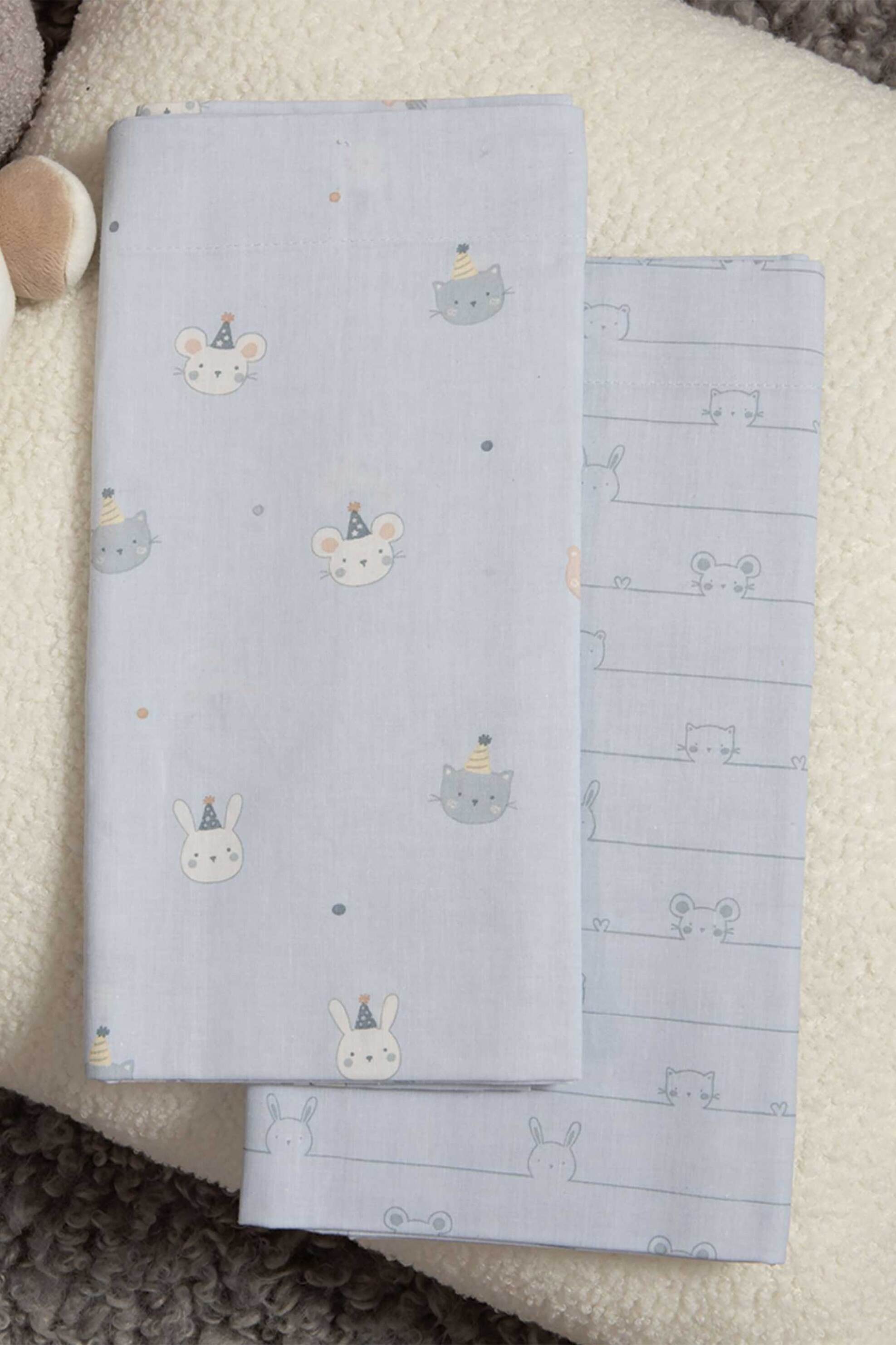 NEF-NEF HOMEWARE NEF-NEF σετ βρεφικά σεντόνια λίκνου "Special Party" (2 τεμάχια) - 038242 Μπλε