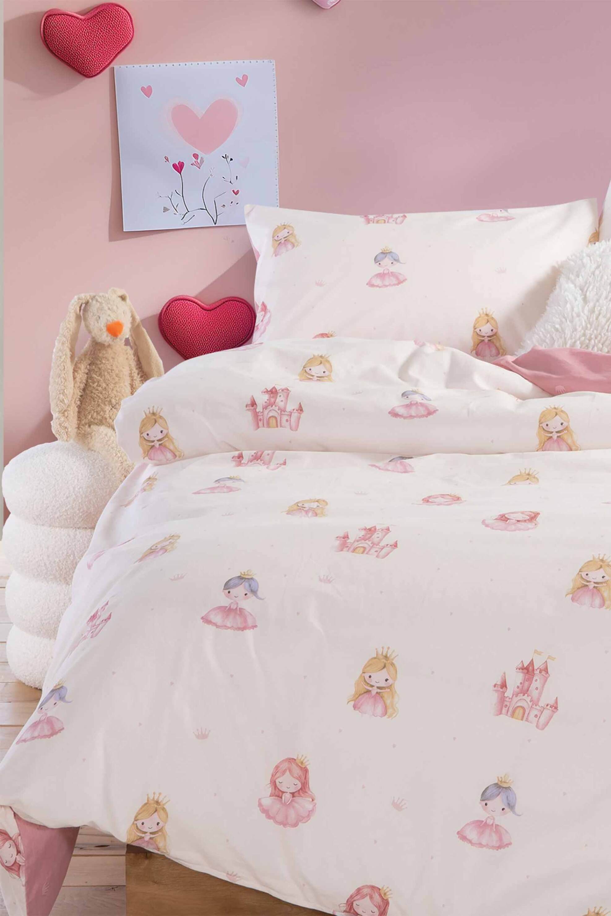 NEF-NEF σετ παιδικά σεντόνια μονά με μαξιλαροθήκη "Our Princess" (3 τεμάχια) - 038446 Κρέμ