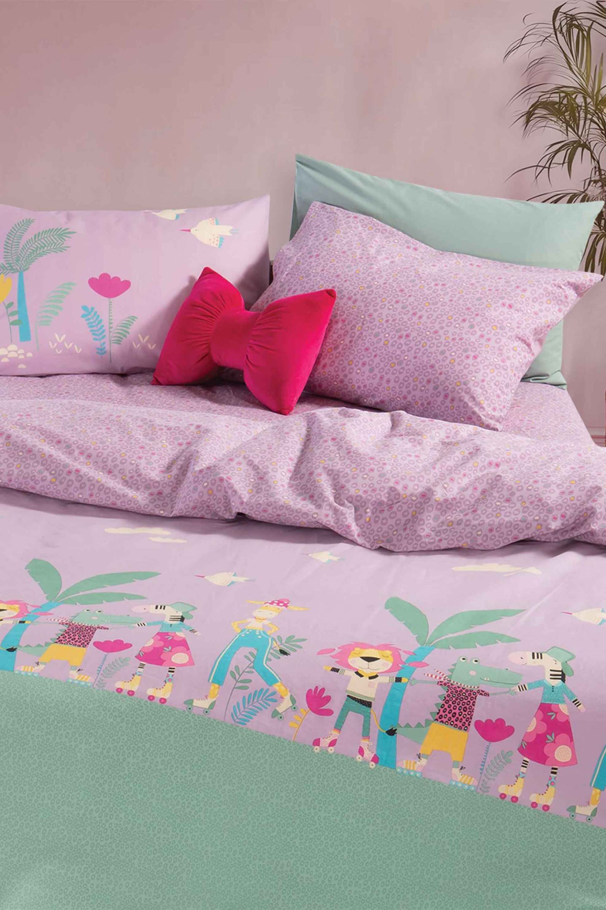 NEF-NEF σετ παιδικά σεντόνια μονά με μαξιλαροθήκη "Roller Friends" (3 τεμάχια) - 038447 Μοβ