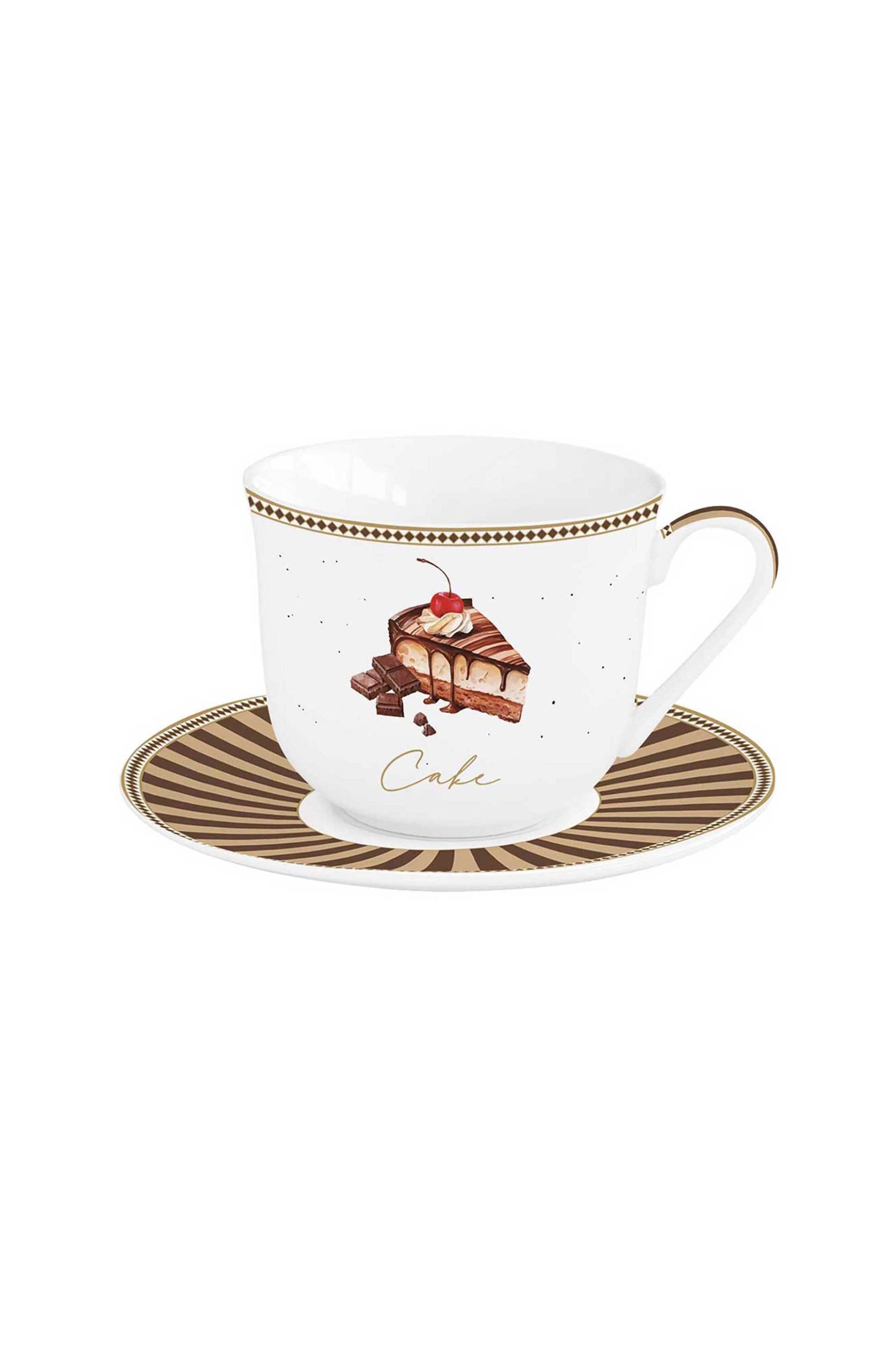 EASY LIFE Easy Life πορσελάνινο φλυτζάνι καφέ με πιατάκι 400 ml "Sweet Moments" - 8001544175157