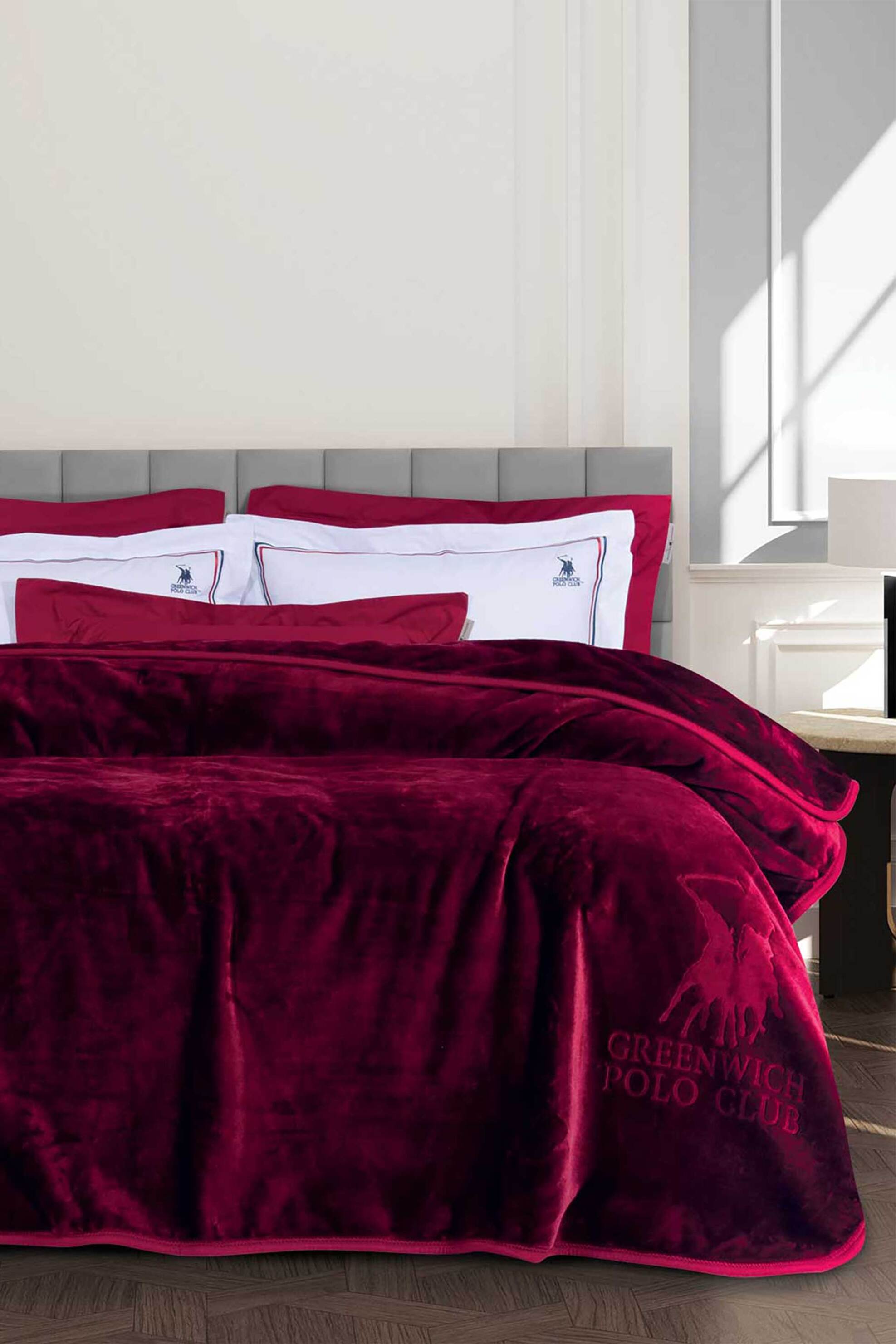 Greenwich Polo Club κουβέρτα υπέρδιπλη βελούδινη μονόχρωμη "Essential 3438" 220 x 240 cm - 220577203438 Μπορντό