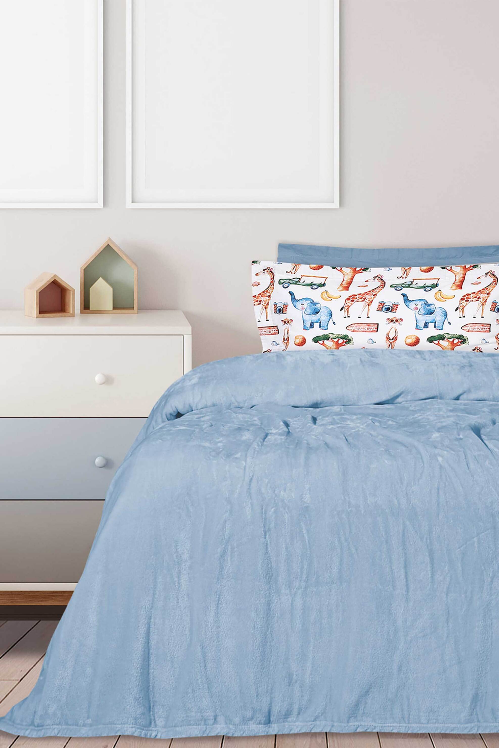 Das Home κουβέρτα velour μονή μονόχρωμη "1344" 160 x 220 cm - 420577711344 Μπλε