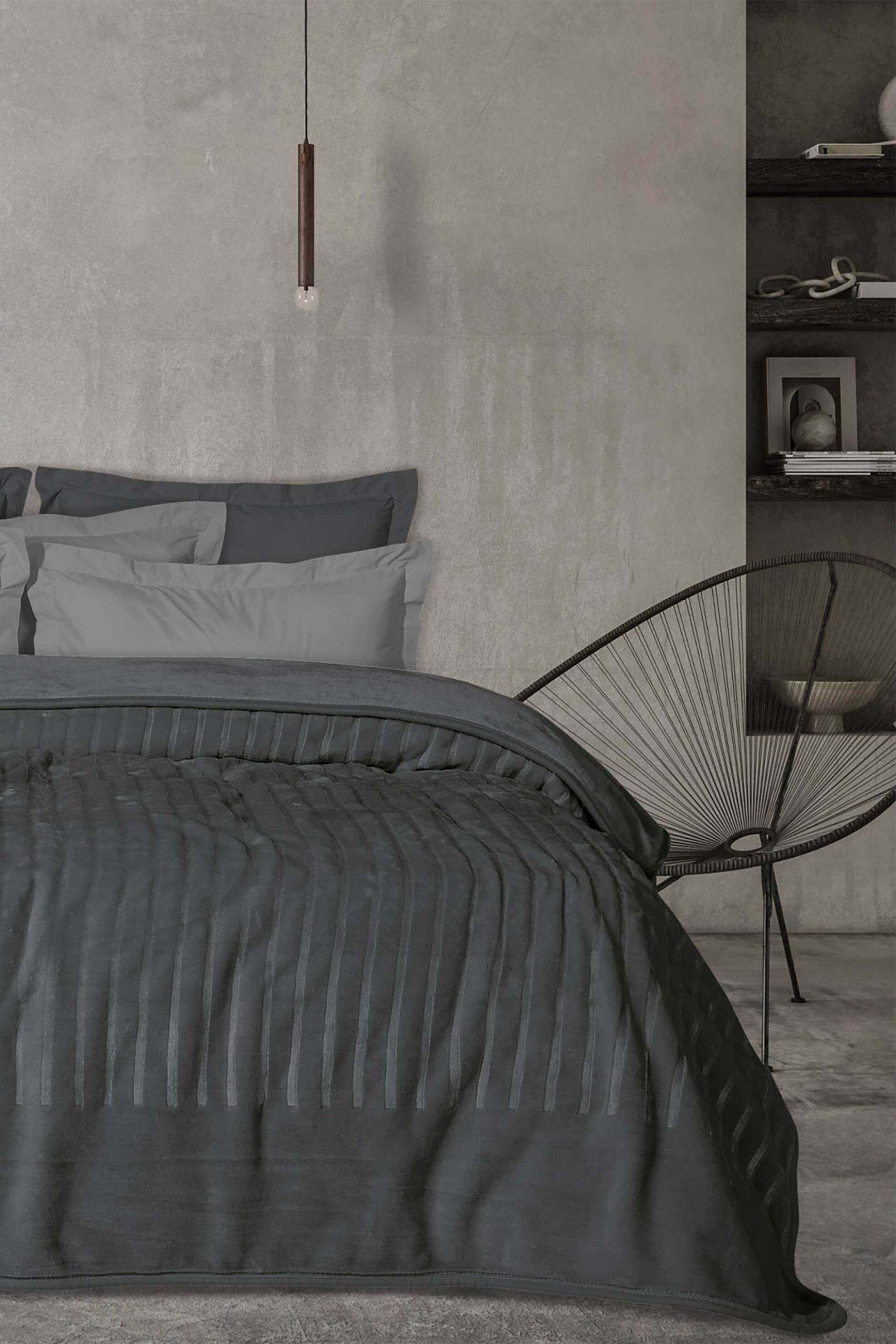 DAS HOME Das Home κουβέρτα velour υπέρδιπλη μονόχρωμη με ανάγλυφο σχέδιο "1349" 220 x 240 cm - 420577721349 Μαύρο