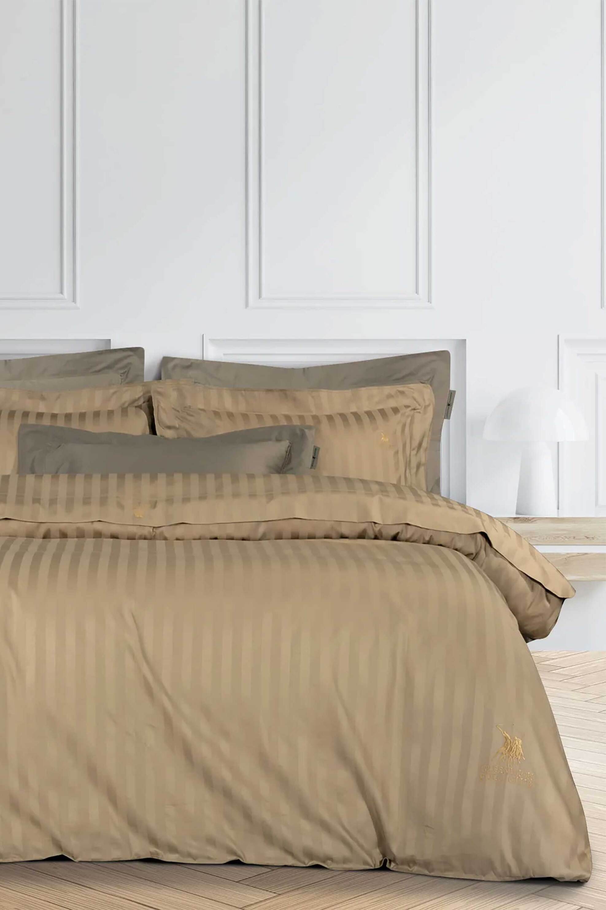 Greenwich Polo Club σετ σεντόνια υπέρδιπλα και μαξιλαροθήκες ριγέ "2153" 2 x 240 x 270 cm - 2 x 50 x 70 + 7 cm - 202100202153 Χρυσό