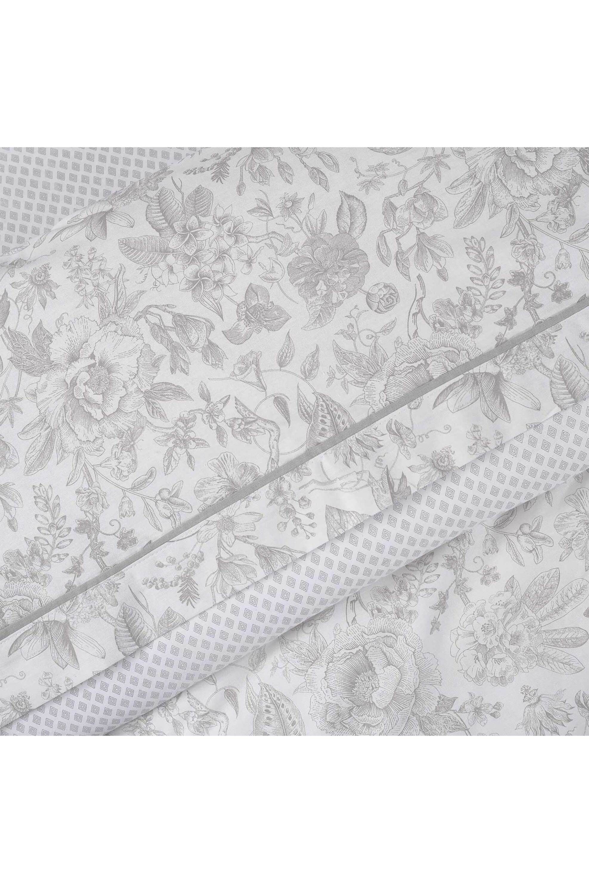 Das Home σετ σεντόνια μονά και μαξιλαροθήκη με floral print "HAPPY 9620" 2 x 170 x 260 cm - 50 x 70 + 5 cm - 502108109620 Εκρού φωτογραφία