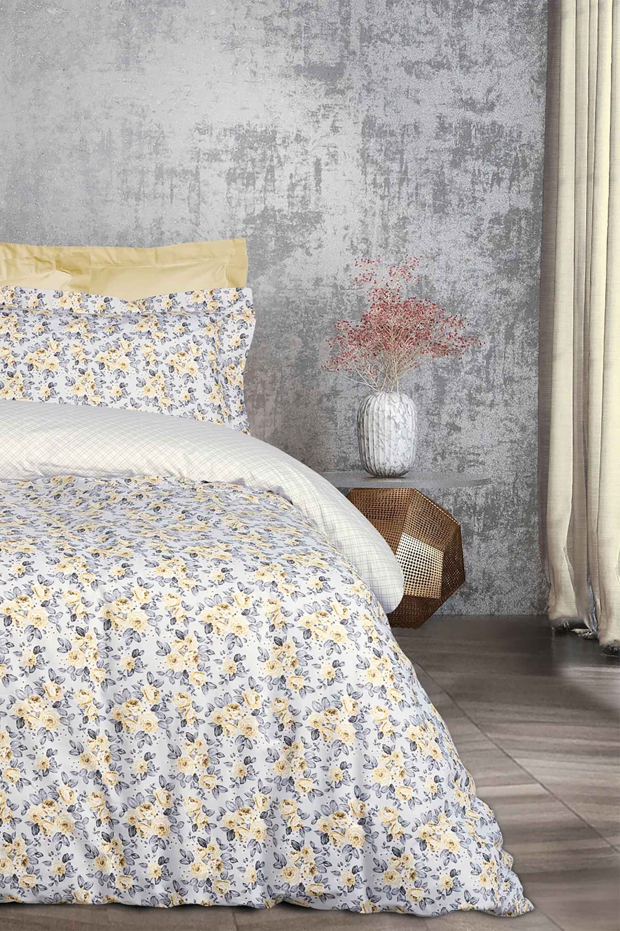 DAS HOME Das Home σετ παπλωματοθήκη υπέρδιπλη με μαξιλαροθήκες "9650 Happy" (3 τεμάχια) - 406009209650 Κίτρινο