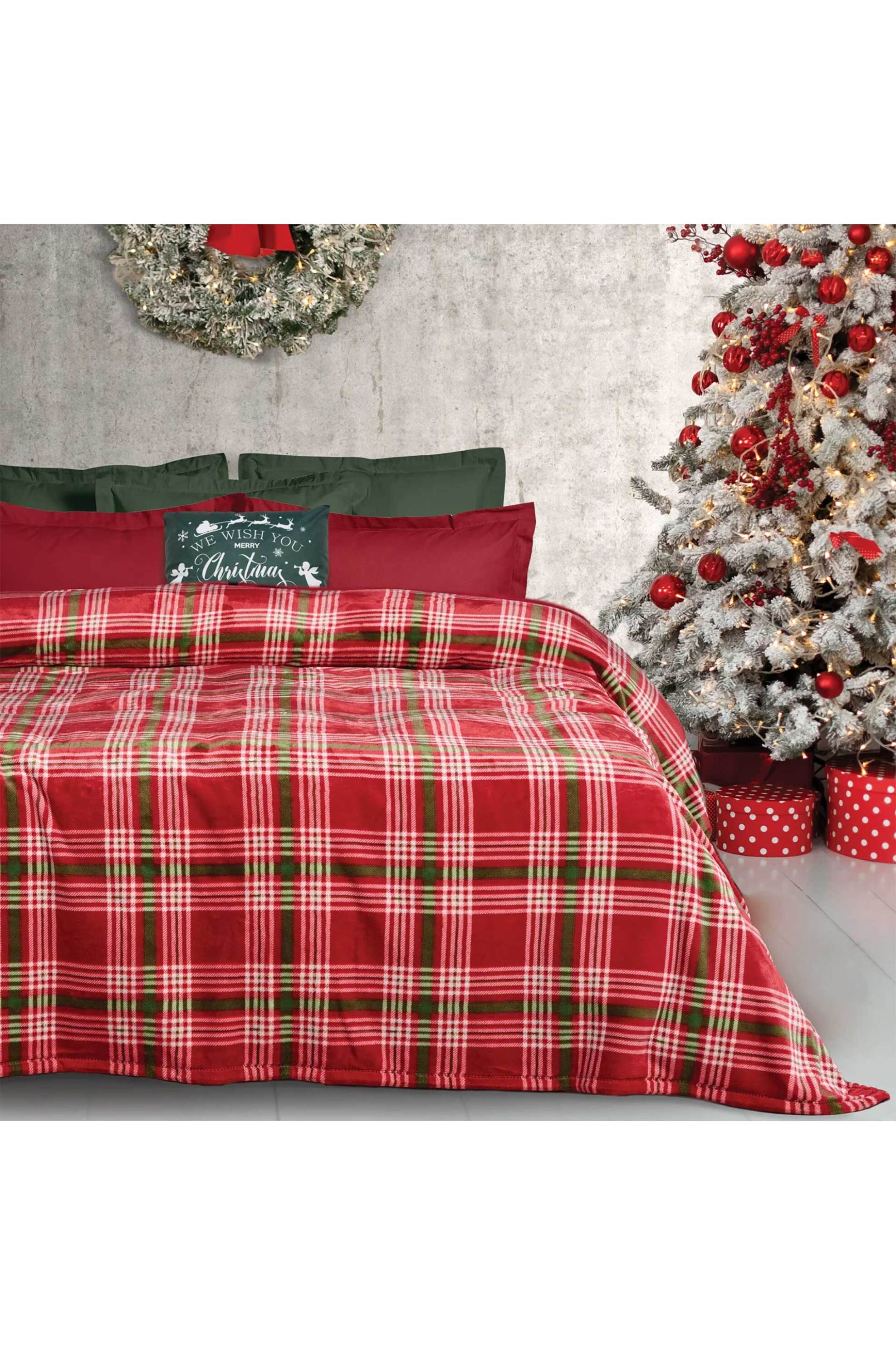 Das Home κουβέρτα fleece υπέρδιπλη με καρό σχέδιο "1361" 220 x 240 cm - 420588221361 Κόκκινο φωτογραφία
