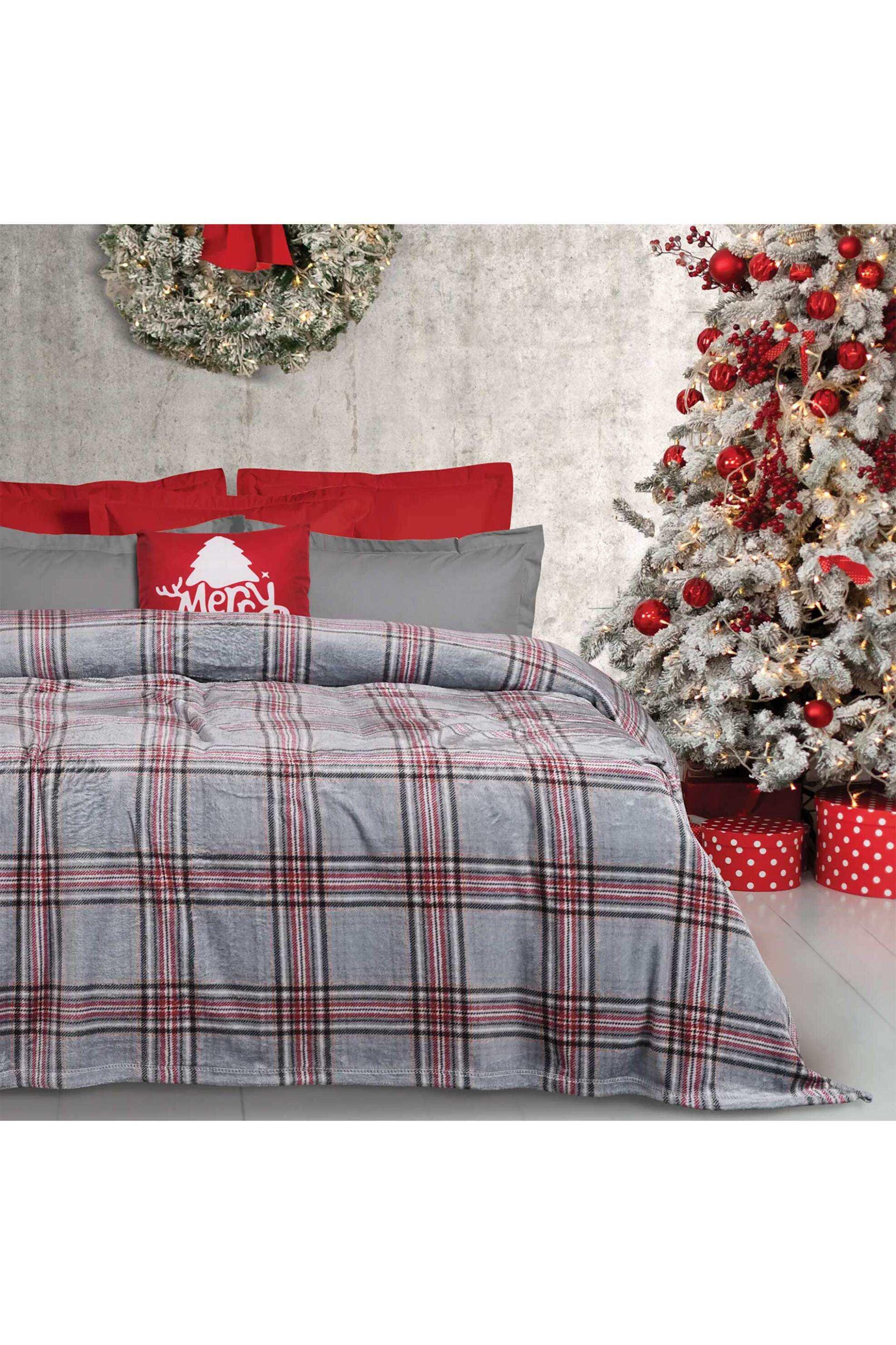Das Home κουβέρτα fleece μονή με καρό σχέδιο "1361" 220 x 240 cm - 420588221362 Γκρι φωτογραφία