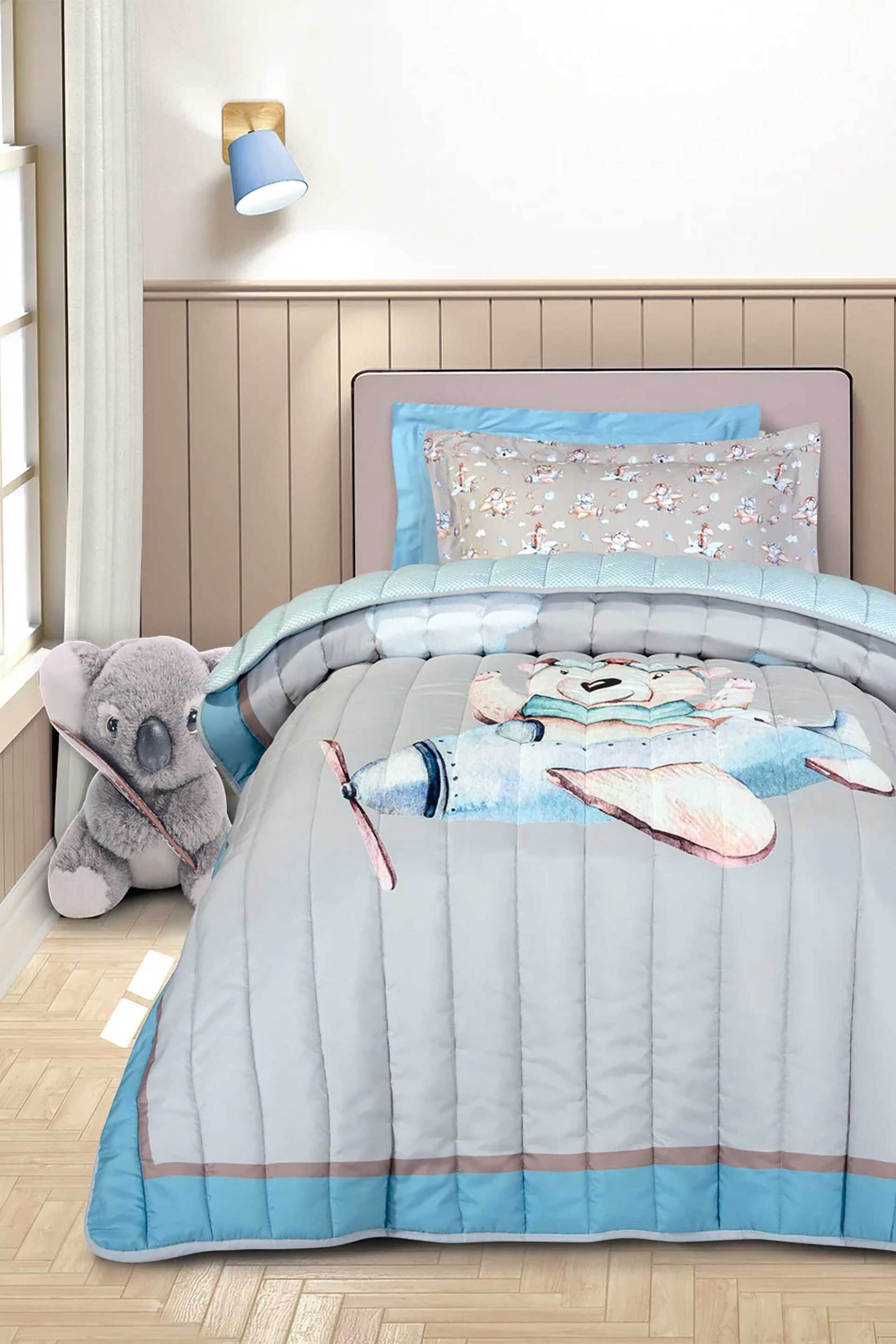 GREENWICH POLO CLUB Greenwich Polo Club παιδικό πάπλωμα μονό με all-over print "8851" 160 x 220 cm - 201909108851 Γκρι