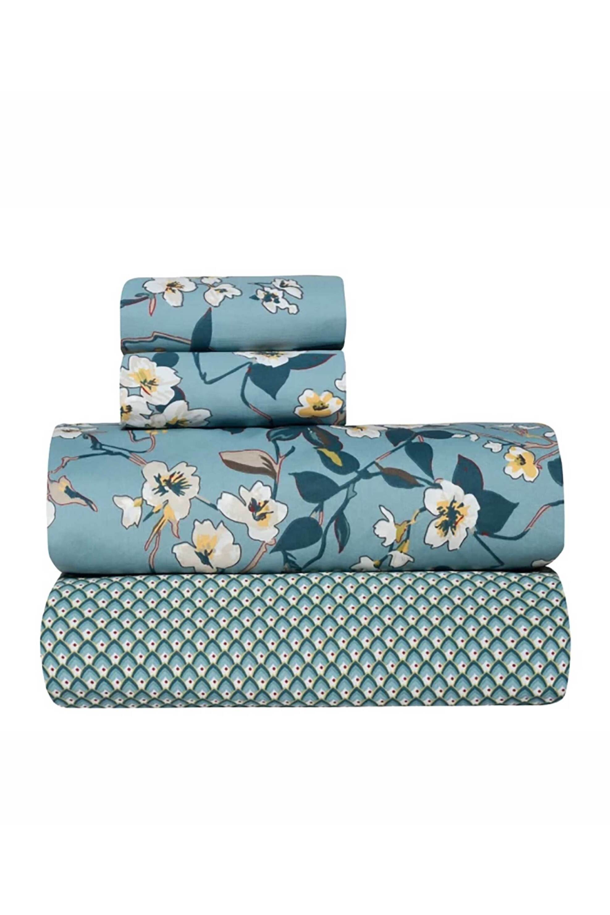 Kentia Σετ Σεντόνια Υπέρδιπλα με Μαξιλαροθήκες Floral Print Tesoro 19 (4 Τεμάχια) - 000079316