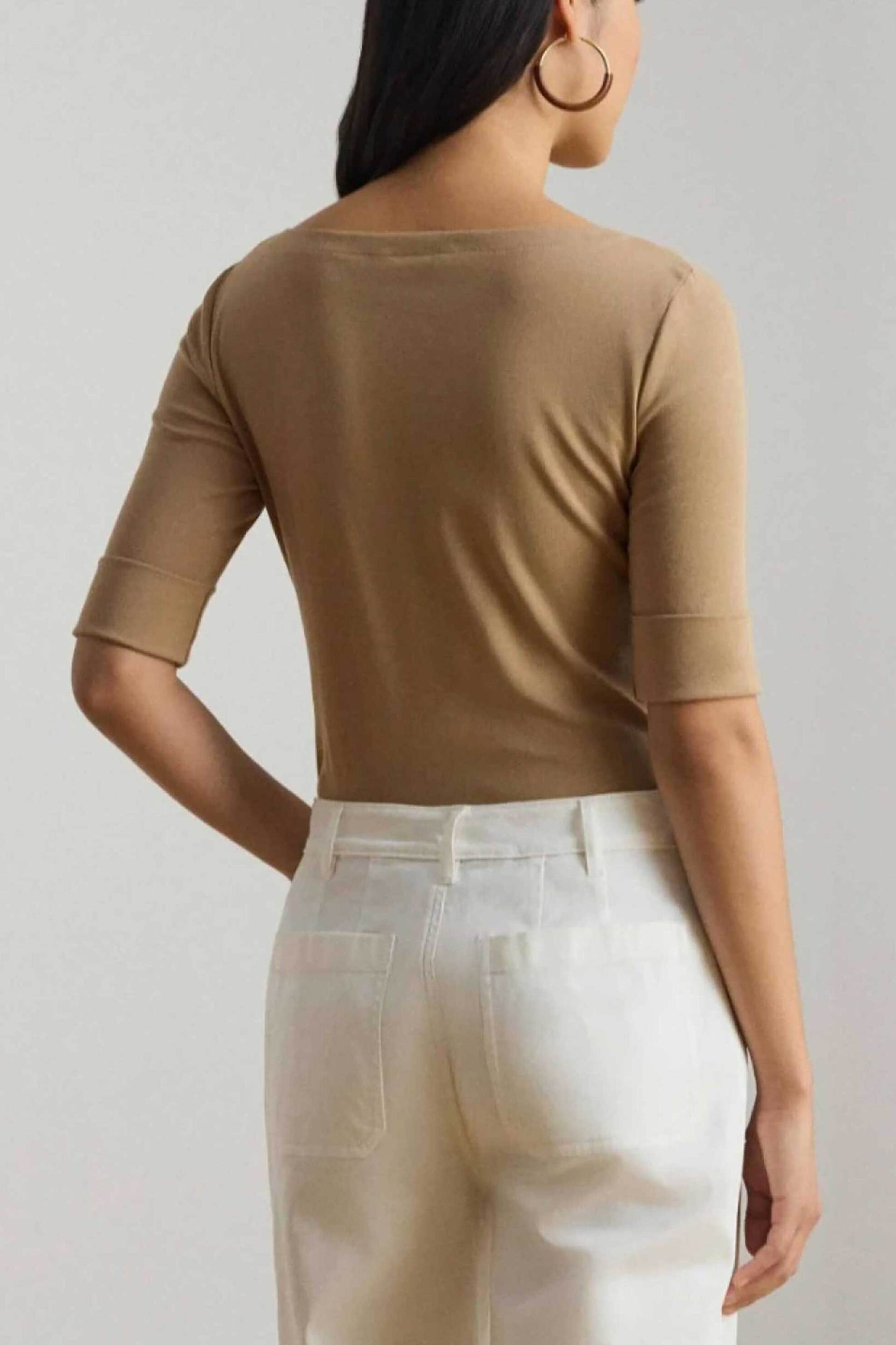 Lauren Ralph Γυναικεία Μπλούζα με Boat Λαιμόκοψη Slim Fit - 200654963147 Μπεζ