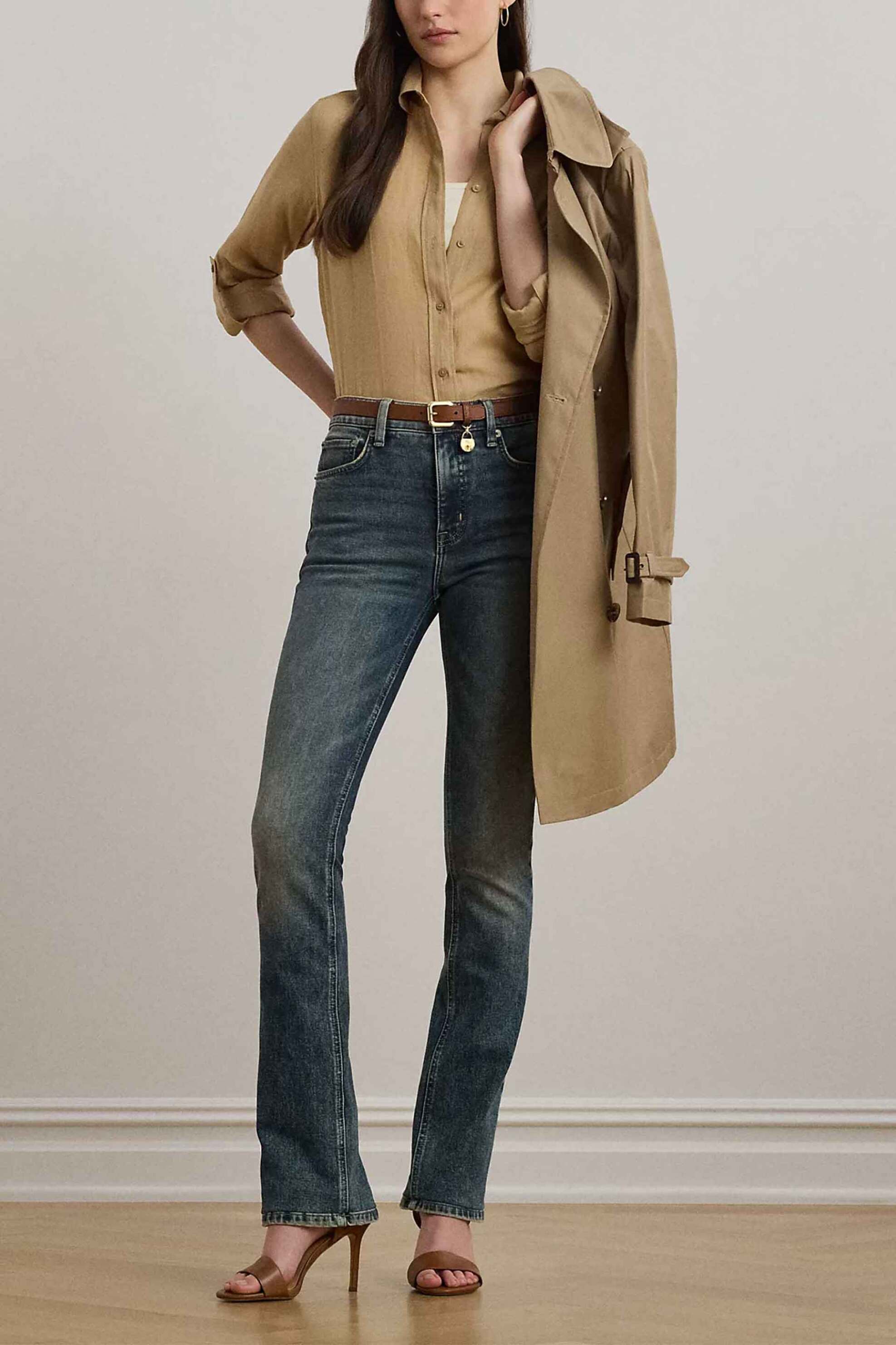 LAUREN RALPH LAUREN Lauren Ralph Lauren γυναικείο λινό πουκάμισο με μανίκι roll-up Relaxed Fit - 200782777060 Μπεζ - 3