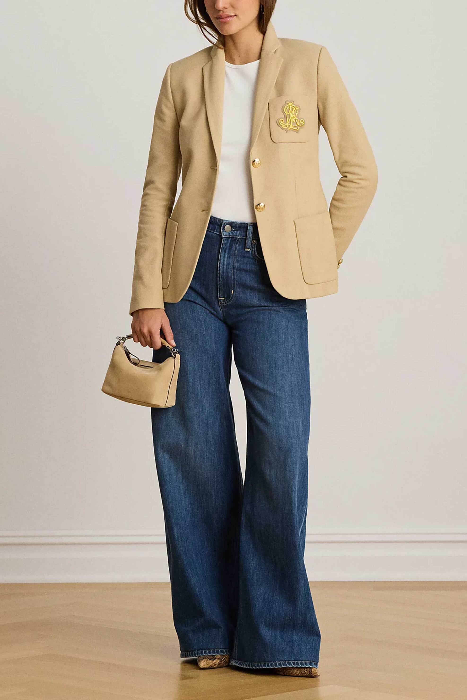 Lauren Ralph Lauren γυναικείο σακάκι με κεντημένο λογότυπο - 200797305013 Μπεζ