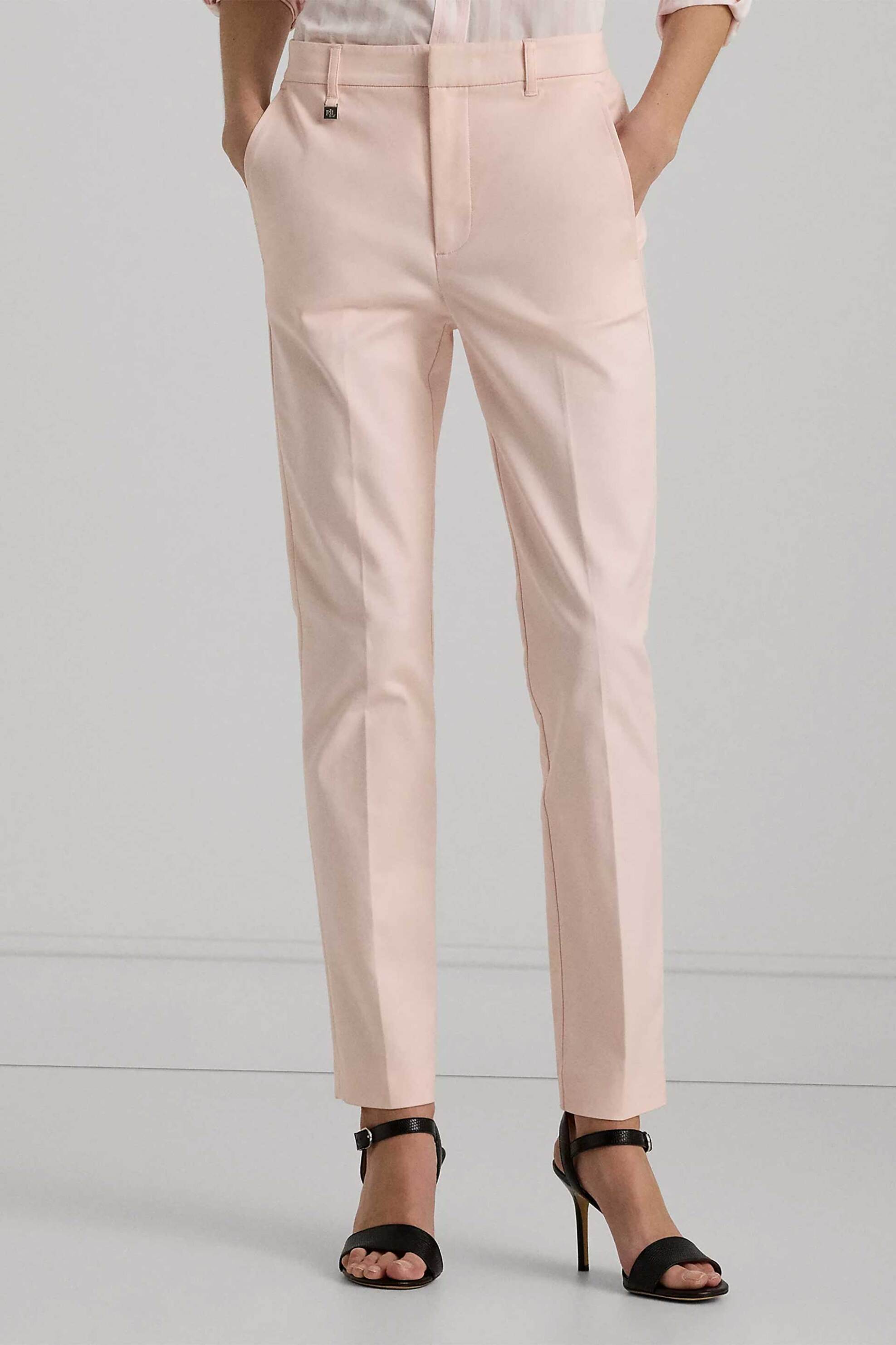 Lauren Ralph Lauren γυναικείο chino παντελόνι μονόχρωμο με τσέπες και μεταλλική λεπτομέρεια - 200811955033 Ροζ Ανοιχτό φωτογραφία