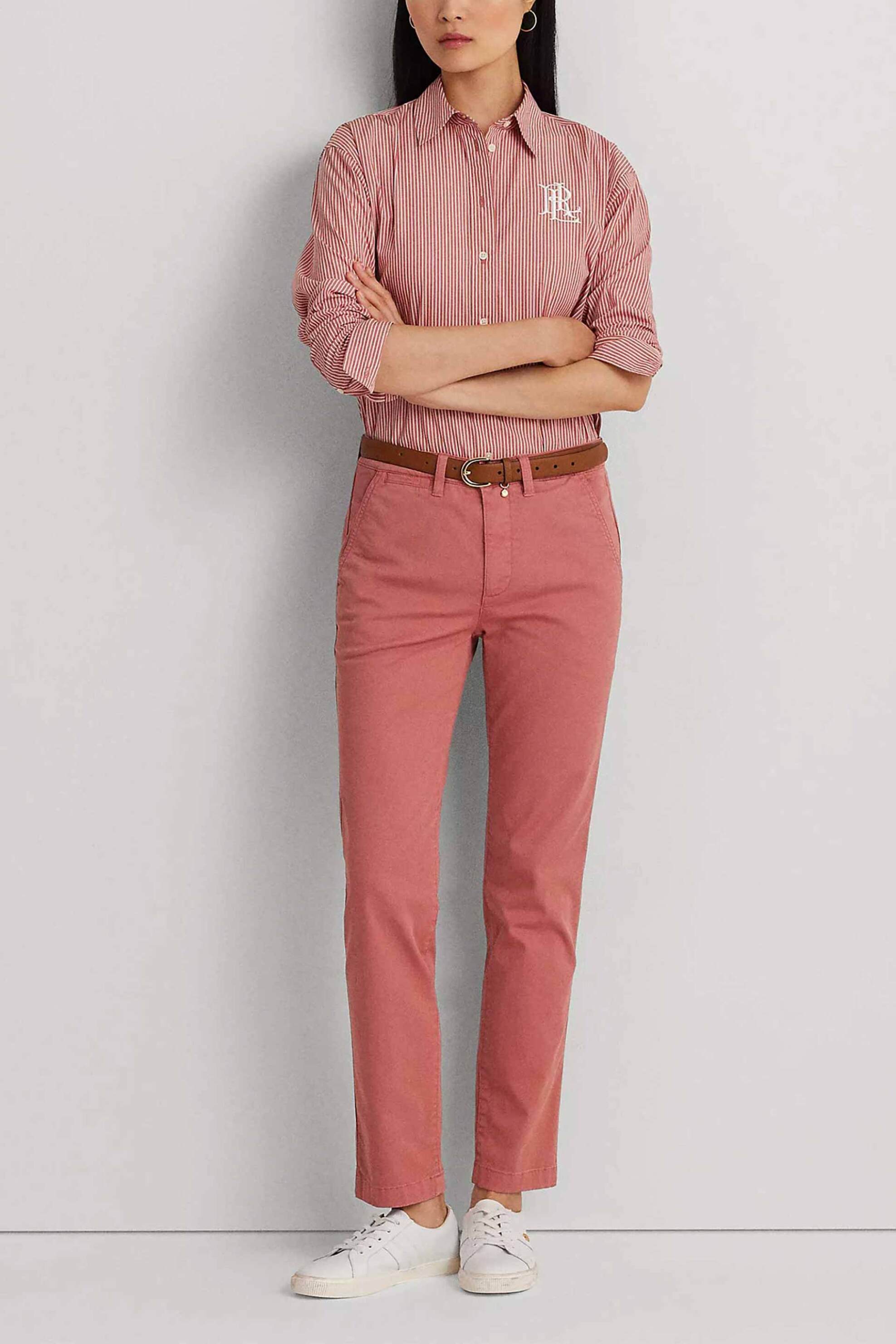 LAUREN RALPH LAUREN Lauren Ralph Lauren γυναικείο chino παντελόνι μονόχρωμο με τσέπες - 200812287048 Κοραλί