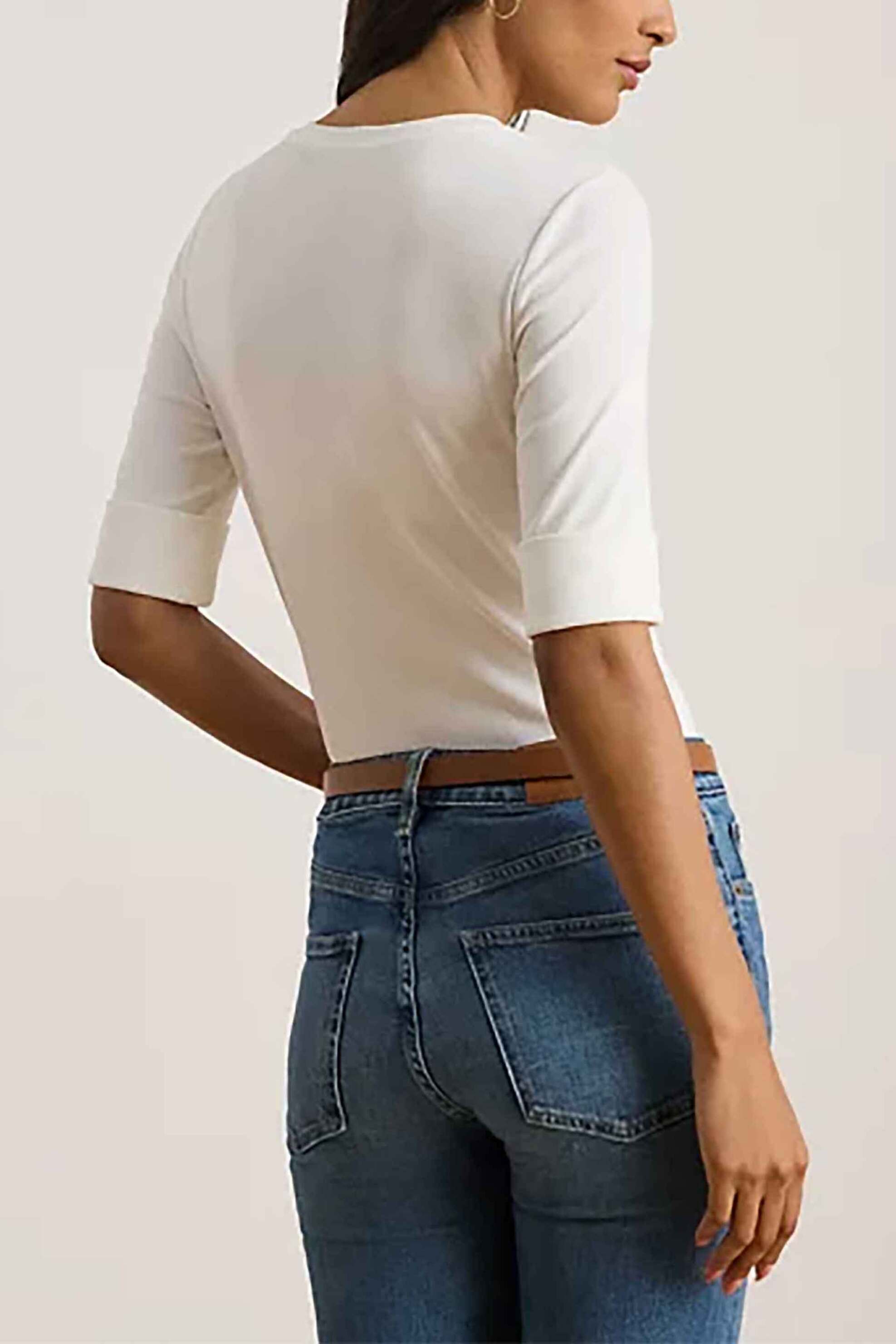 Lauren Ralph Γυναικεία Μπλούζα με V Slim Fit - 200815843001 Λευκό