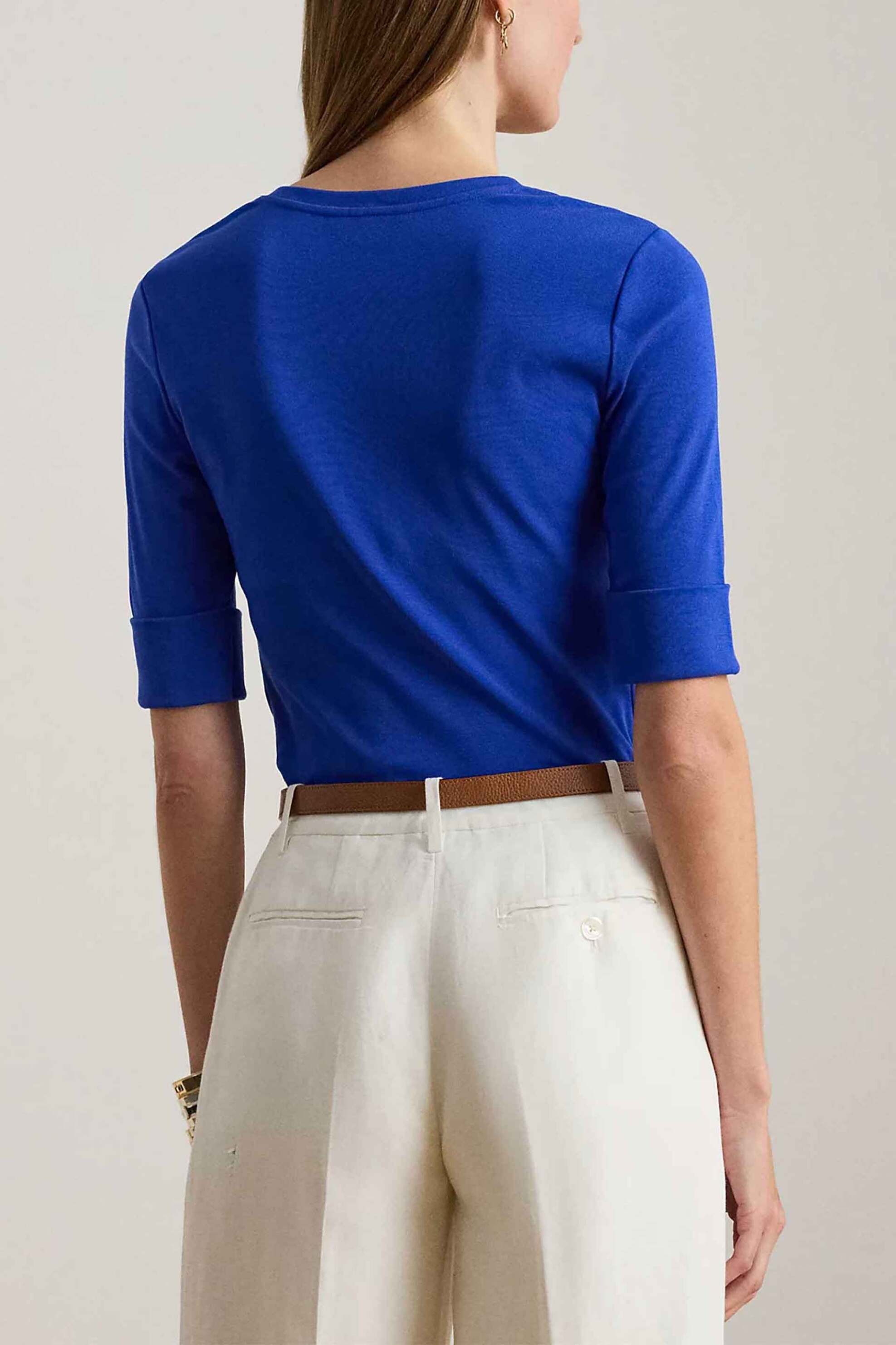 Lauren Ralph Γυναικεία Μπλούζα με V Slim Fit - 200815843012 Μπλε