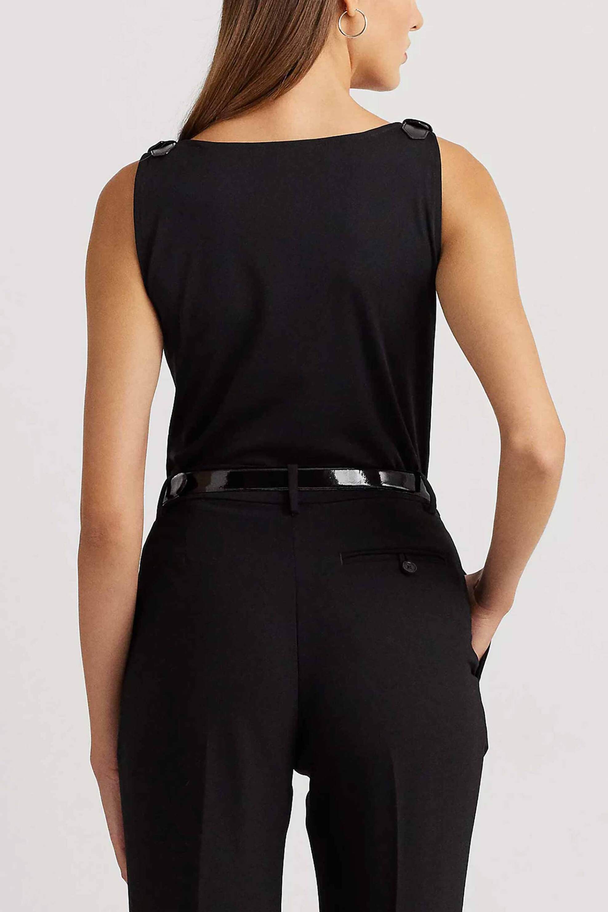 Lauren Ralph Lauren γυναικείο τοπ αμάνικο μονόχρωμο με ντραπέ λαιμόκοψη - 200871576003 Μαύρο φωτογραφία