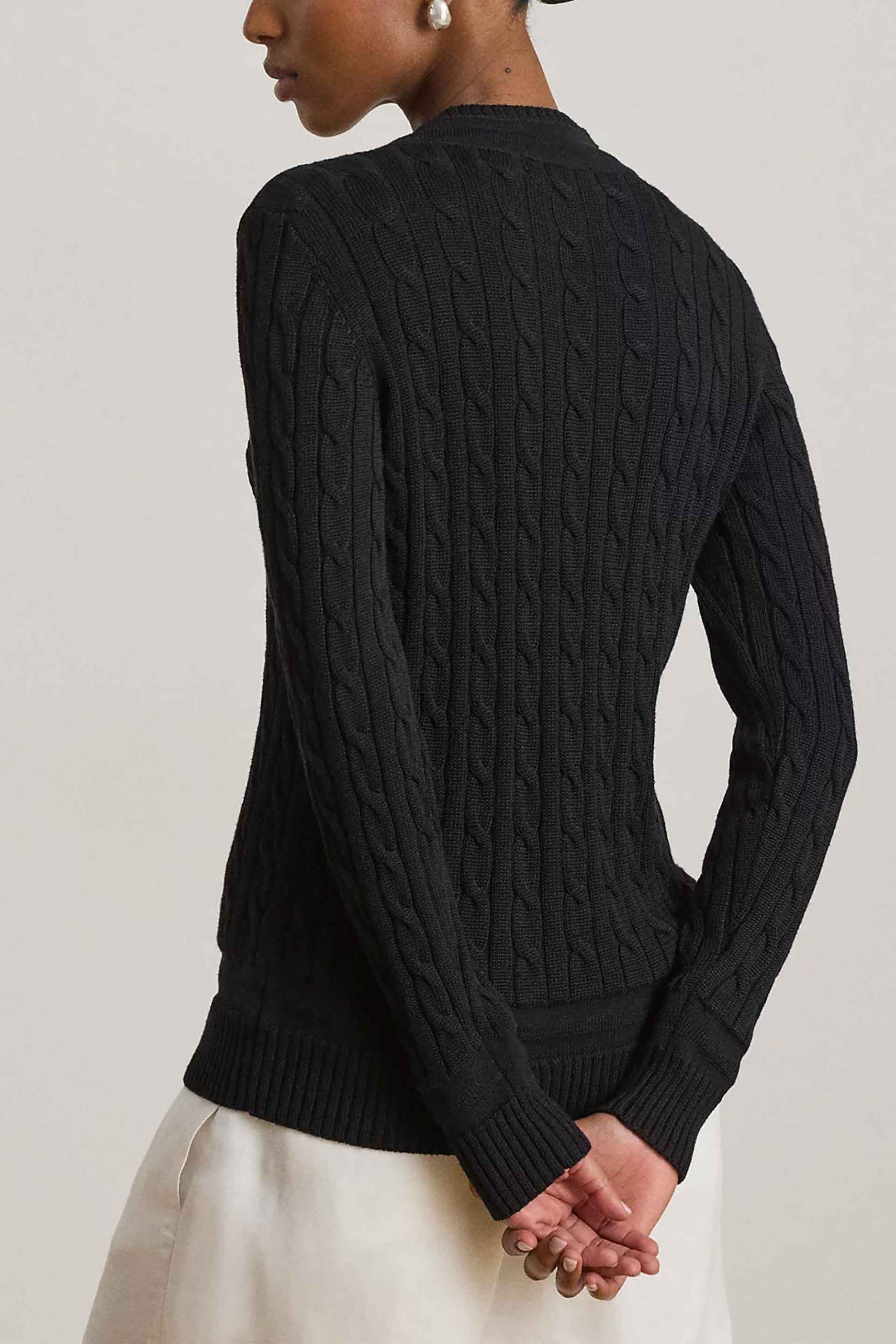 LAUREN RALPH LAUREN Lauren Ralph Lauren γυναικείο πουλόβερ με cable knit pattern Relaxed Fit - 200888795004 Μαύρο - 3