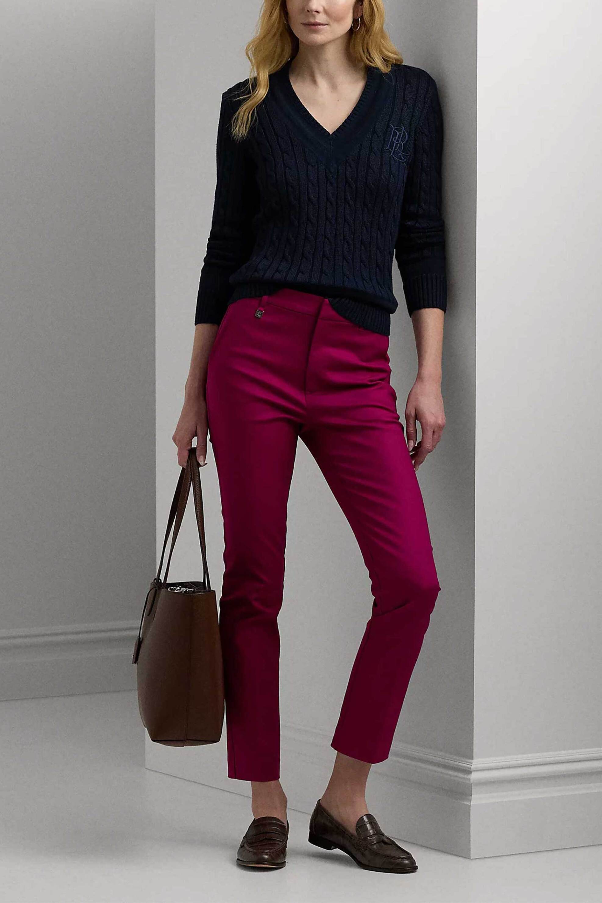 LAUREN RALPH LAUREN Lauren Ralph Lauren γυναικείο πουλόβερ με cable knit pattern και κεντημένο λογότυπο Relaxed Fit - 200888795008 Μπλε Σκούρο - 3