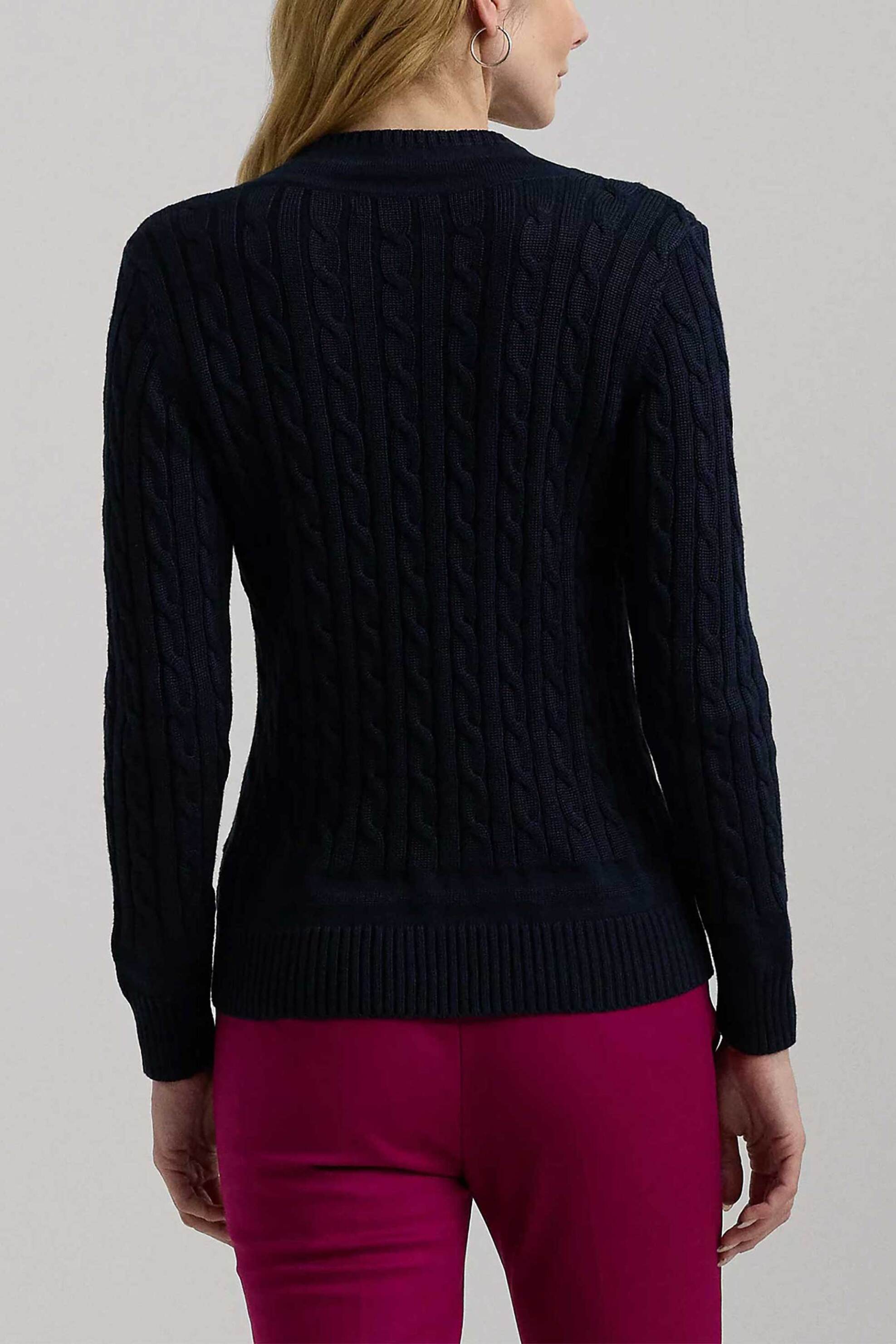 LAUREN RALPH LAUREN Lauren Ralph Lauren γυναικείο πουλόβερ με cable knit pattern και κεντημένο λογότυπο Relaxed Fit - 200888795008 Μπλε Σκούρο - 4