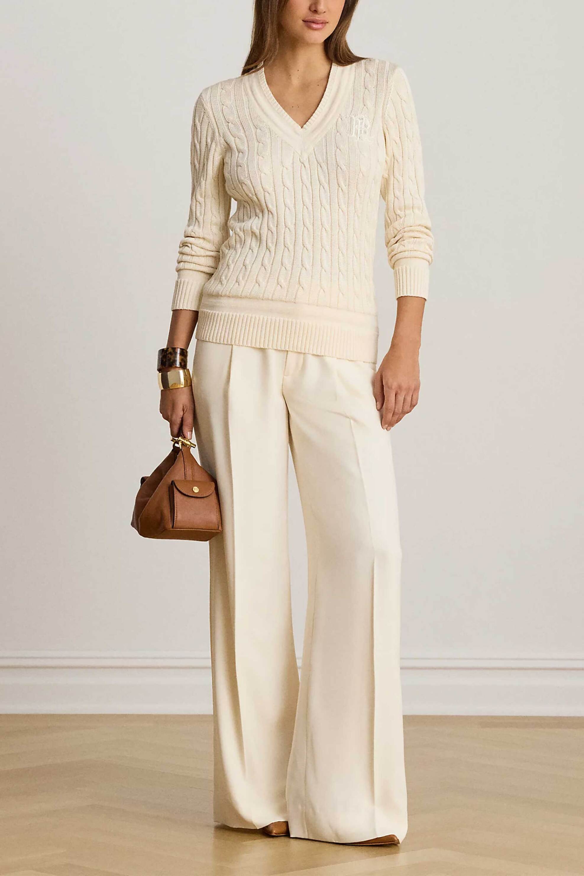 LAUREN RALPH LAUREN Lauren Ralph Lauren γυναικείο πουλόβερ με cable knit pattern Relaxed Fit - 200888795011 Κρέμ - 2