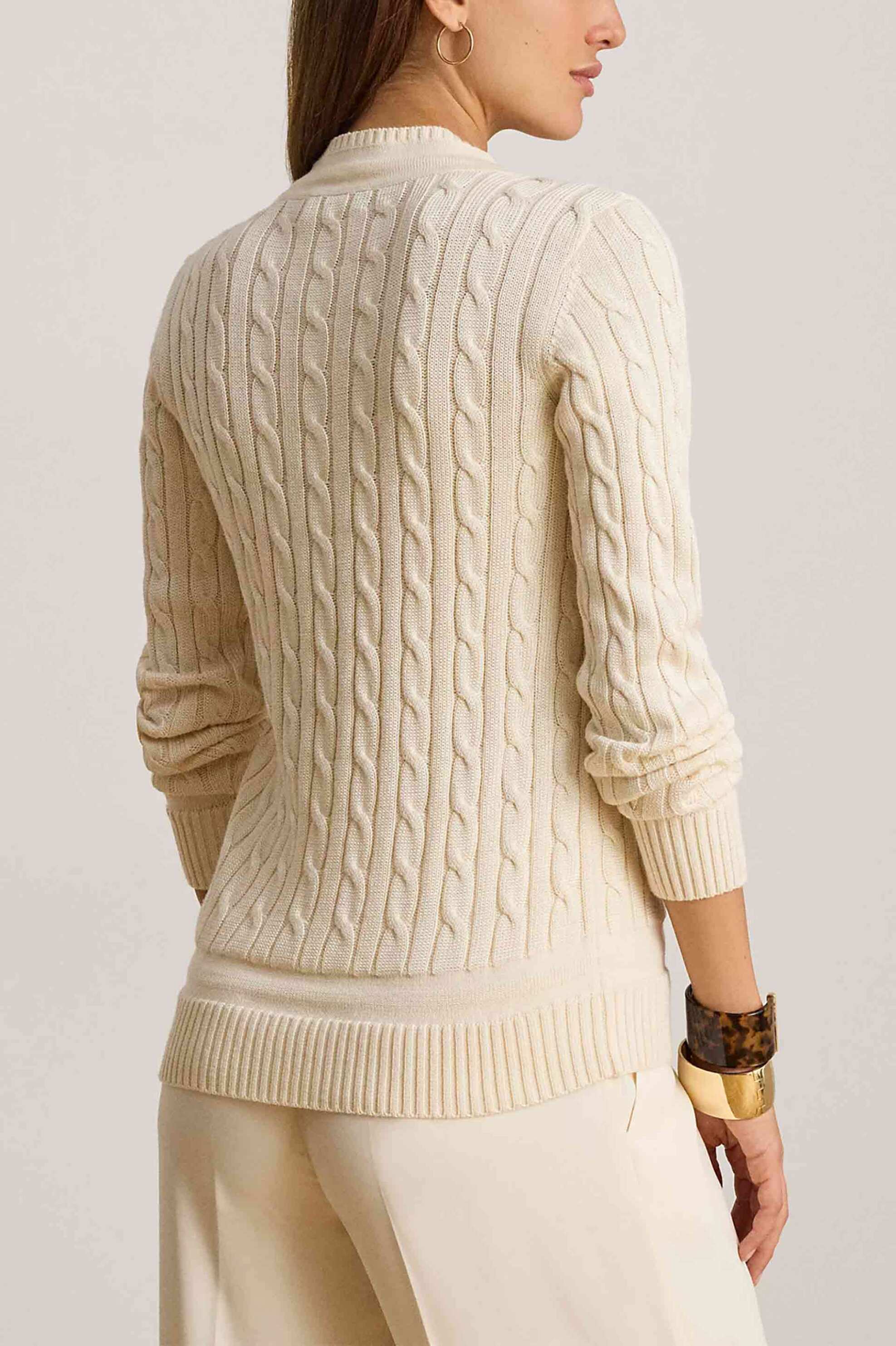 LAUREN RALPH LAUREN Lauren Ralph Lauren γυναικείο πουλόβερ με cable knit pattern Relaxed Fit - 200888795011 Κρέμ - 4