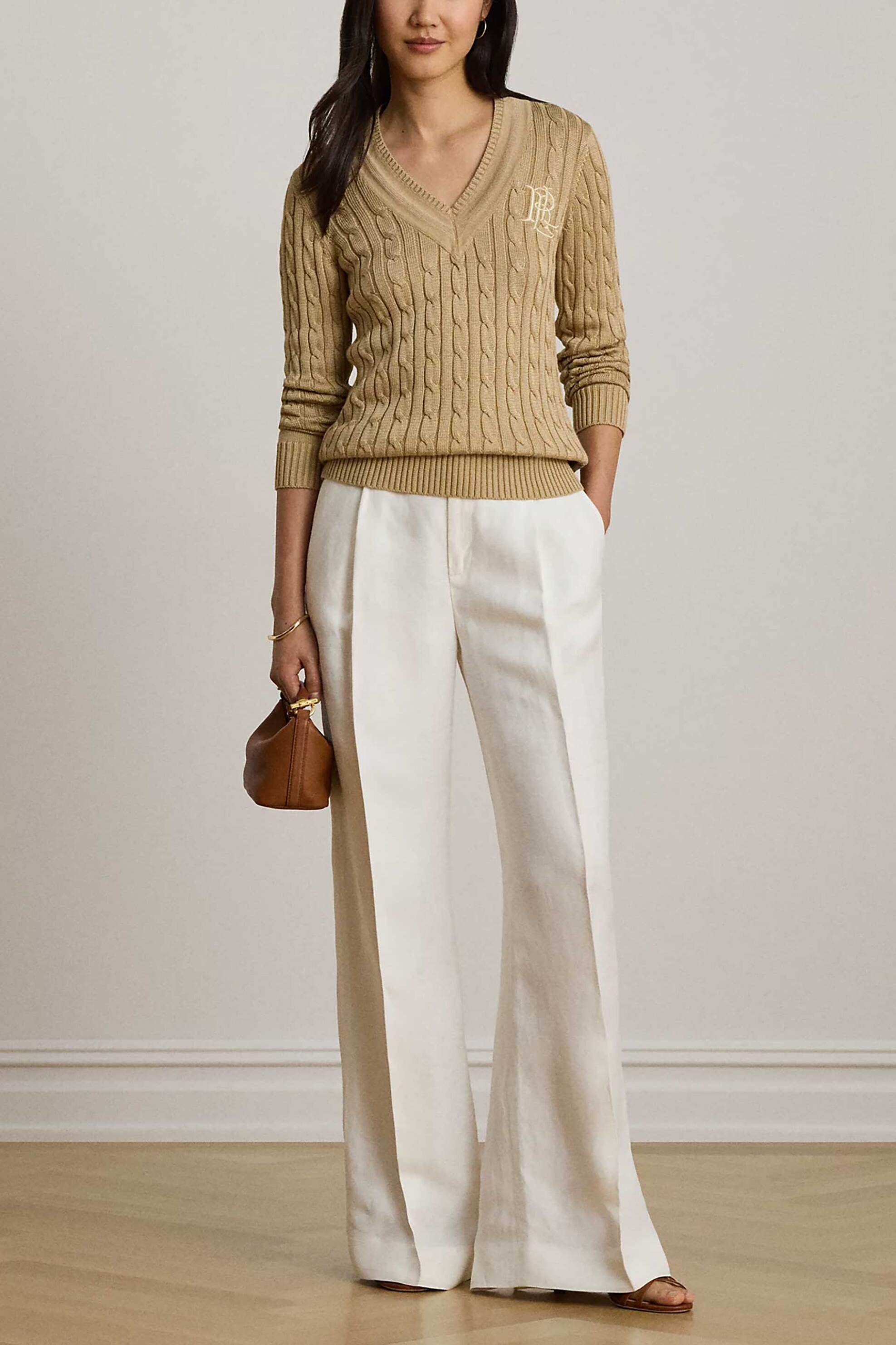 LAUREN RALPH LAUREN Lauren Ralph Lauren γυναικείο πουλόβερ με cable knit pattern Relaxed Fit - 200888795013 Μπεζ - 2