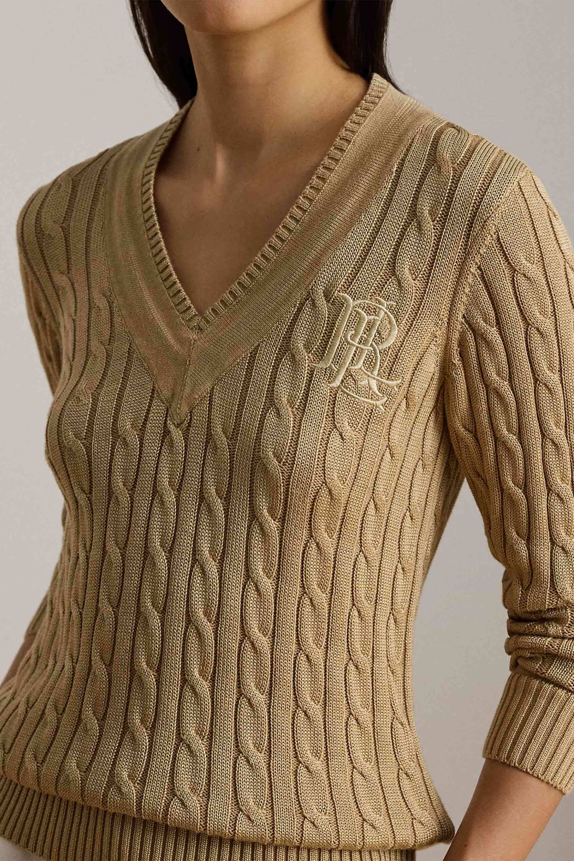 LAUREN RALPH LAUREN Lauren Ralph Lauren γυναικείο πουλόβερ με cable knit pattern Relaxed Fit - 200888795013 Μπεζ - 3