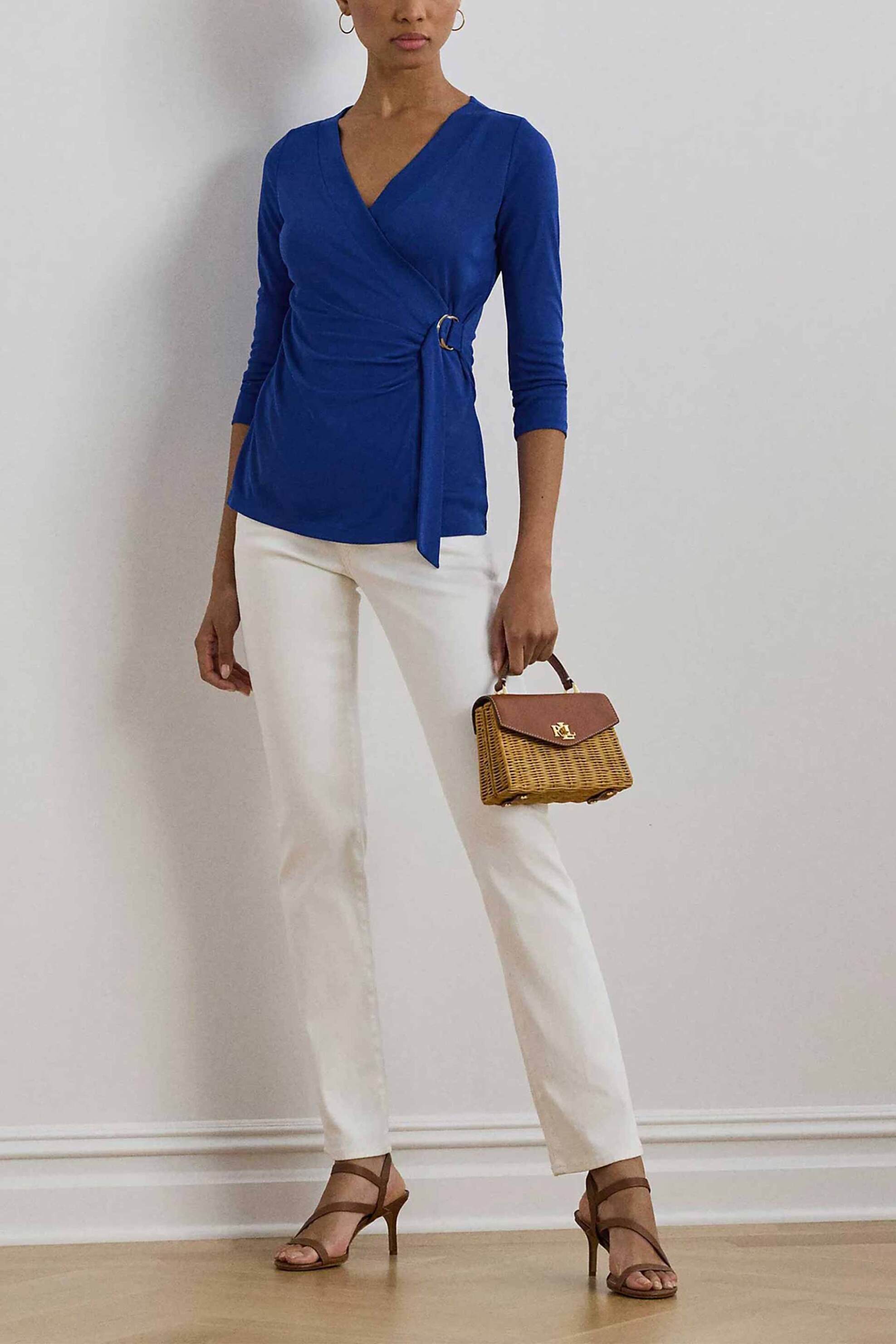 LAUREN RALPH LAUREN Lauren Ralph Lauren γυναικεία μπλούζα κρουαζέ μονόχρωμη Relaxed Fit - 200889081020 Μπλε - 3