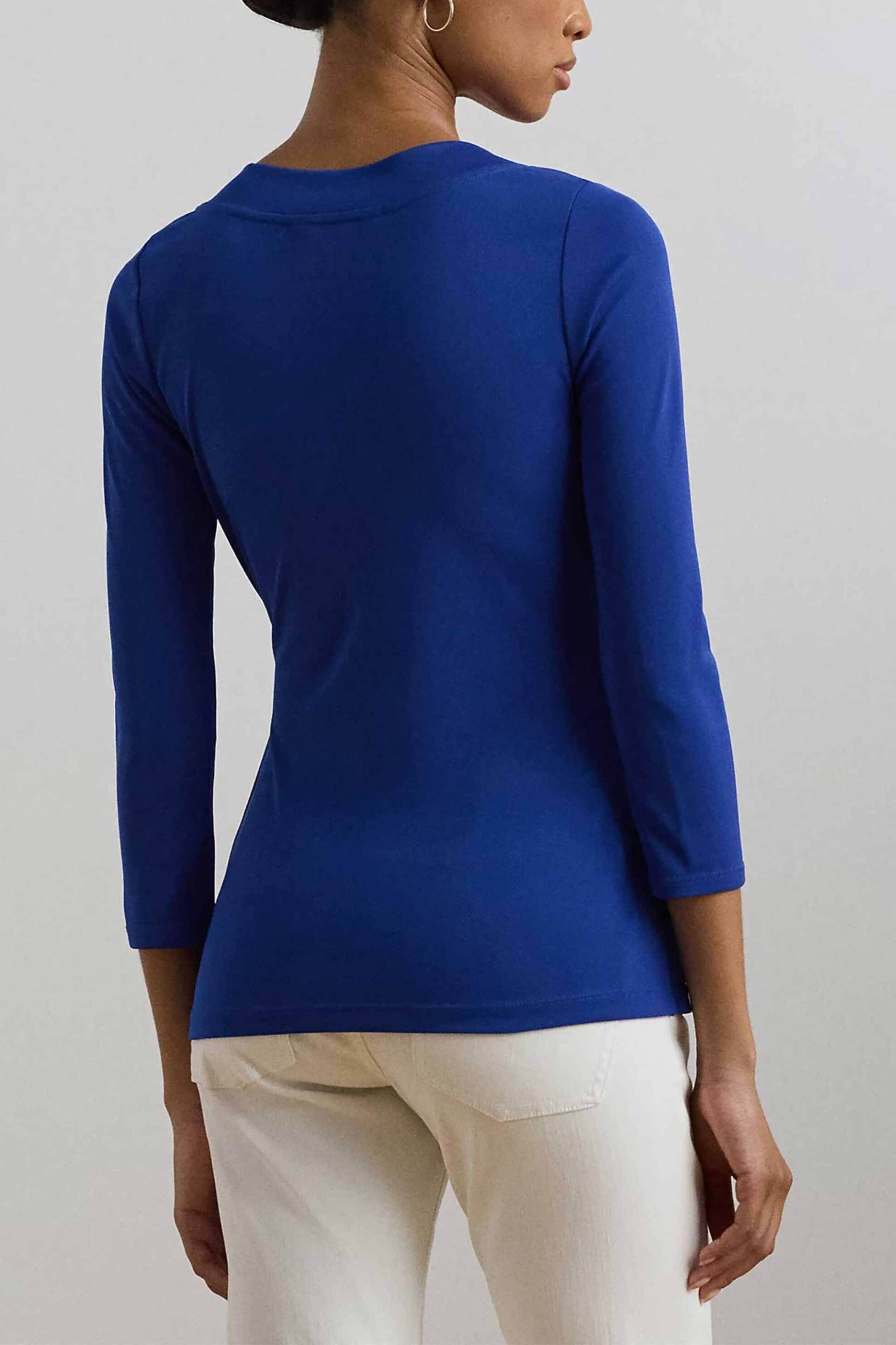 Lauren Ralph Γυναικεία Μπλούζα Κρουαζέ Μονόχρωμη Relaxed Fit - 200889081020 Μπλε