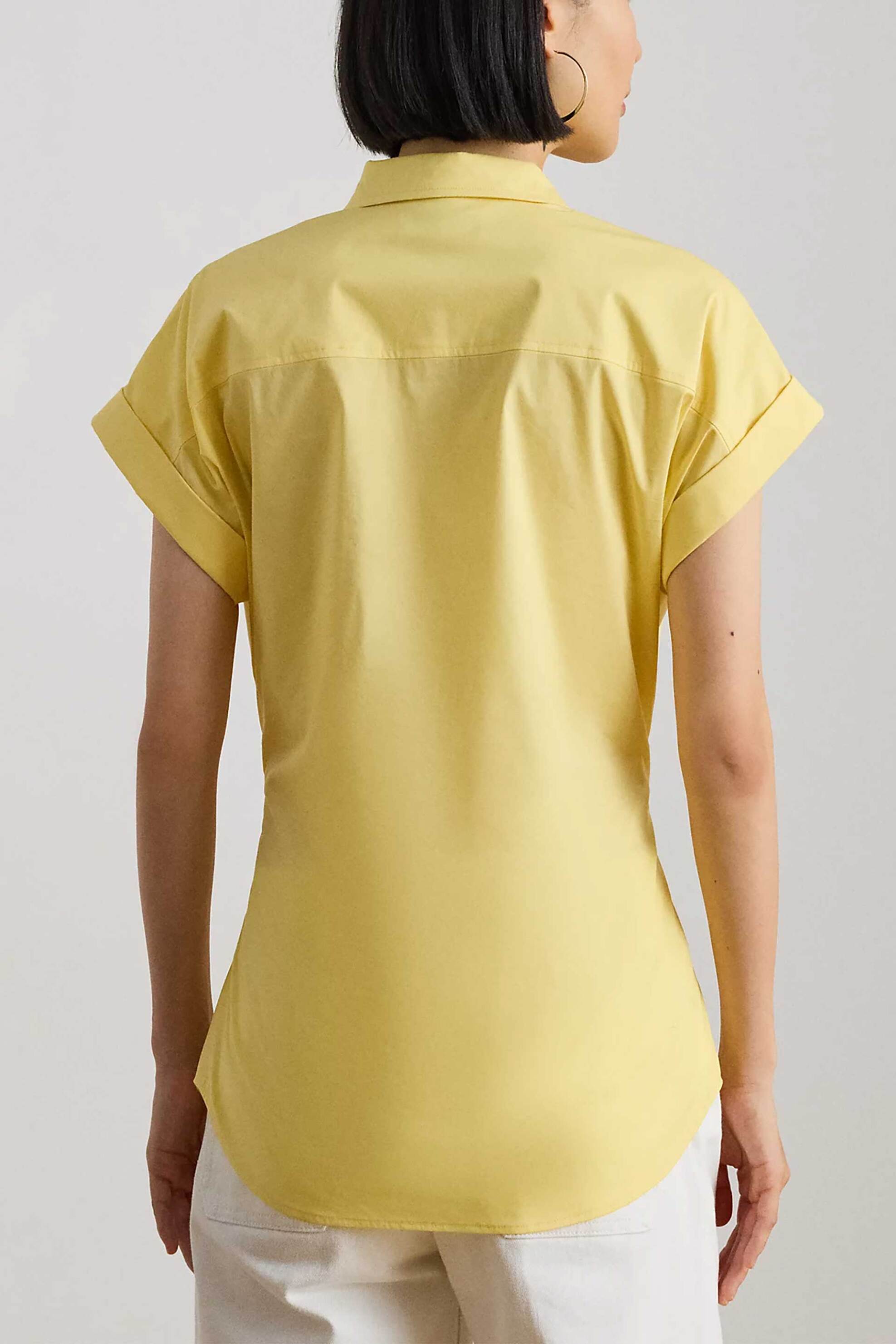 Lauren Ralph Γυναικείο Πουκάμισο με Δέσιμο Straight Fit - 200903088005 Κίτρινο