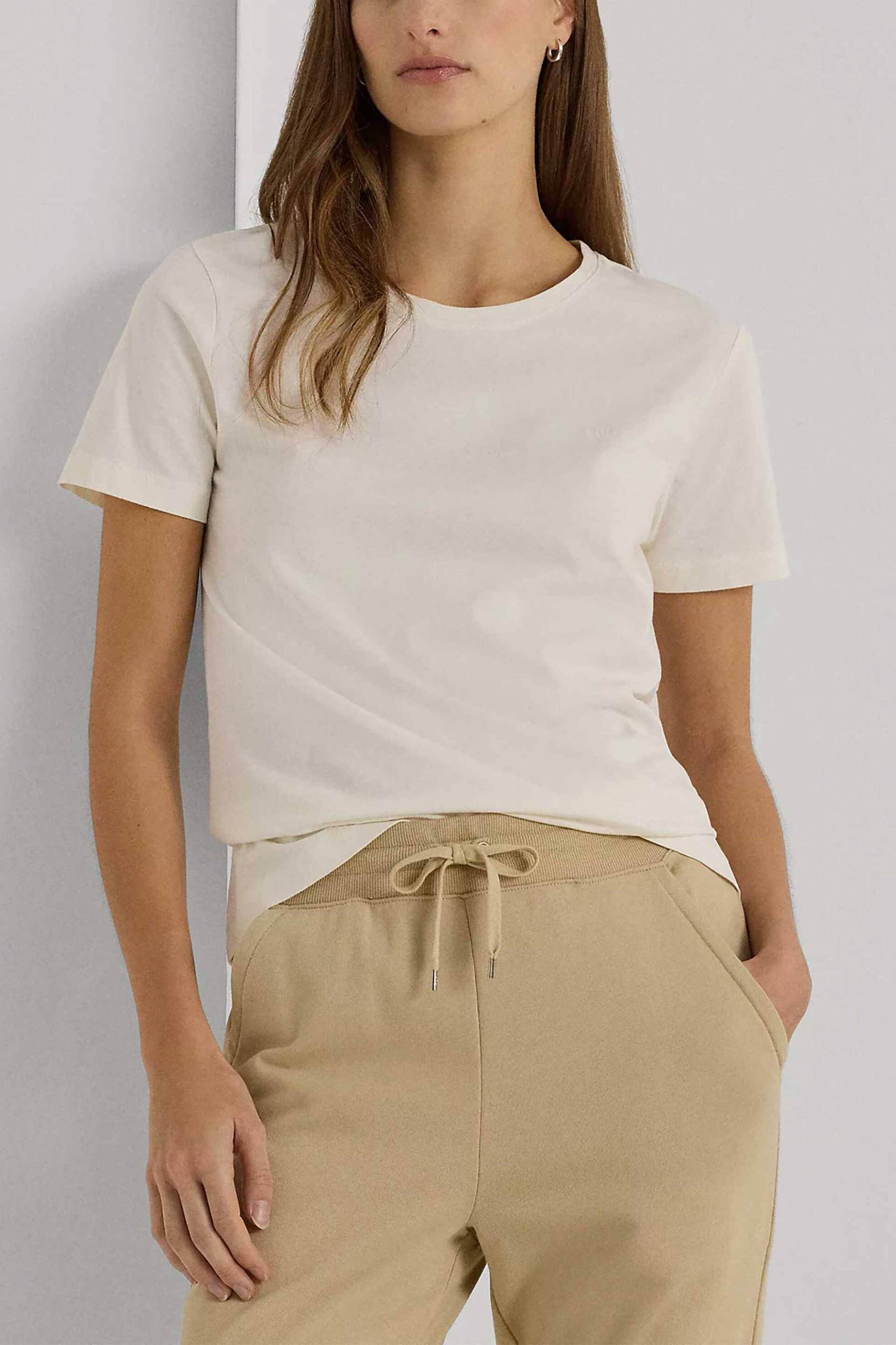 Γυναικεία Ρούχα & Αξεσουάρ > Γυναικεία Ρούχα > Γυναικεία Τοπ > Γυναικεία T-Shirts Lauren Ralph Lauren γυναικείο T-shirt μονόχρωμο με κεντημένο μονόγραμμα - 200931911001 Κρέμ