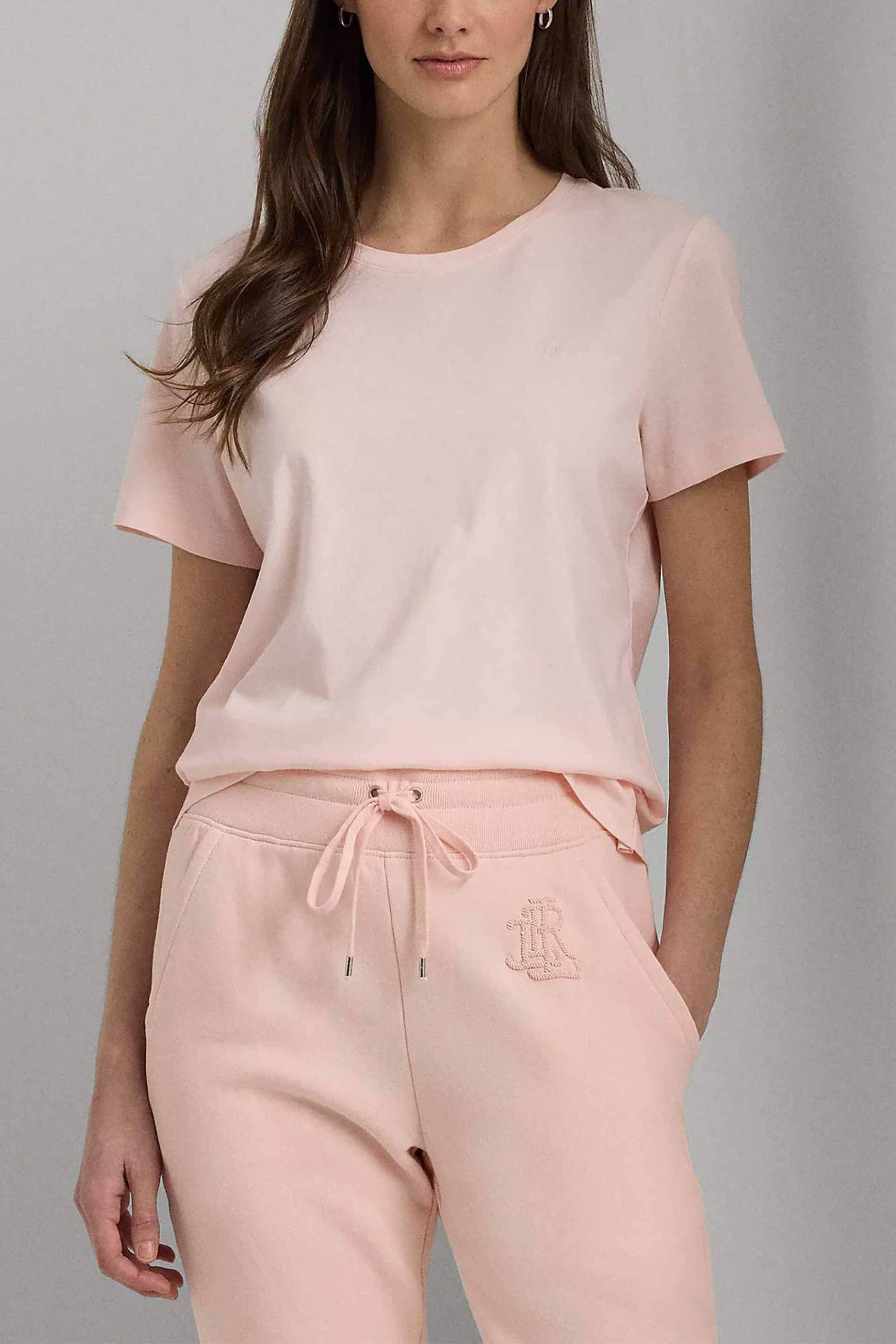 Γυναικεία Ρούχα & Αξεσουάρ > Γυναικεία Ρούχα > Γυναικεία Τοπ > Γυναικεία T-Shirts Lauren Ralph Lauren γυναικείο T-shirt μονόχρωμο με κεντημένο μονόγραμμα - 200931911005 Ροζ Ανοιχτό