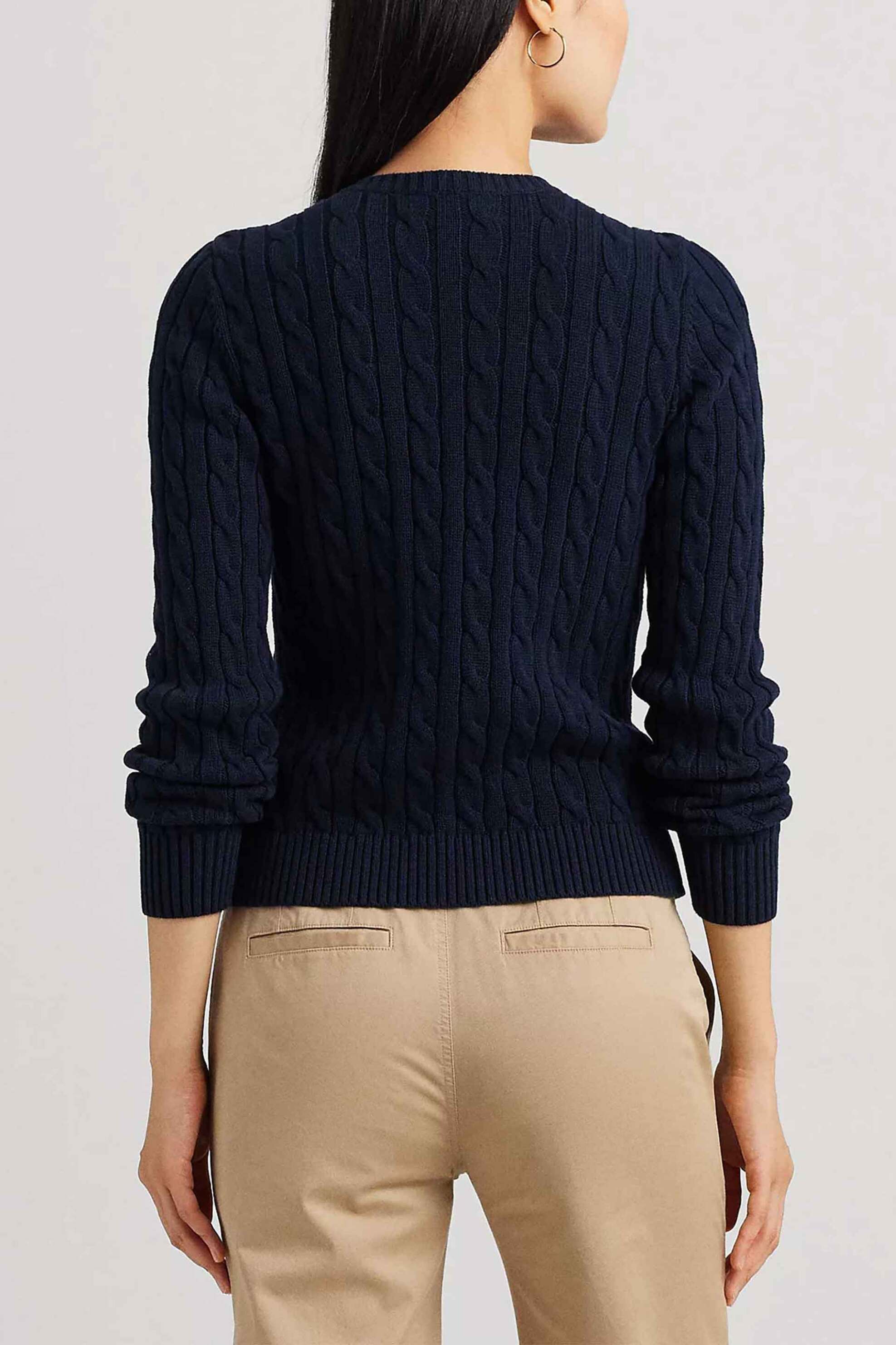 Lauren Ralph Lauren γυναικεία πλεκτή ζακέτα με cable knit pattern και κεντημένο λογότυπο Slim Fit - 200932225002 Μπλε Σκούρο φωτογραφία