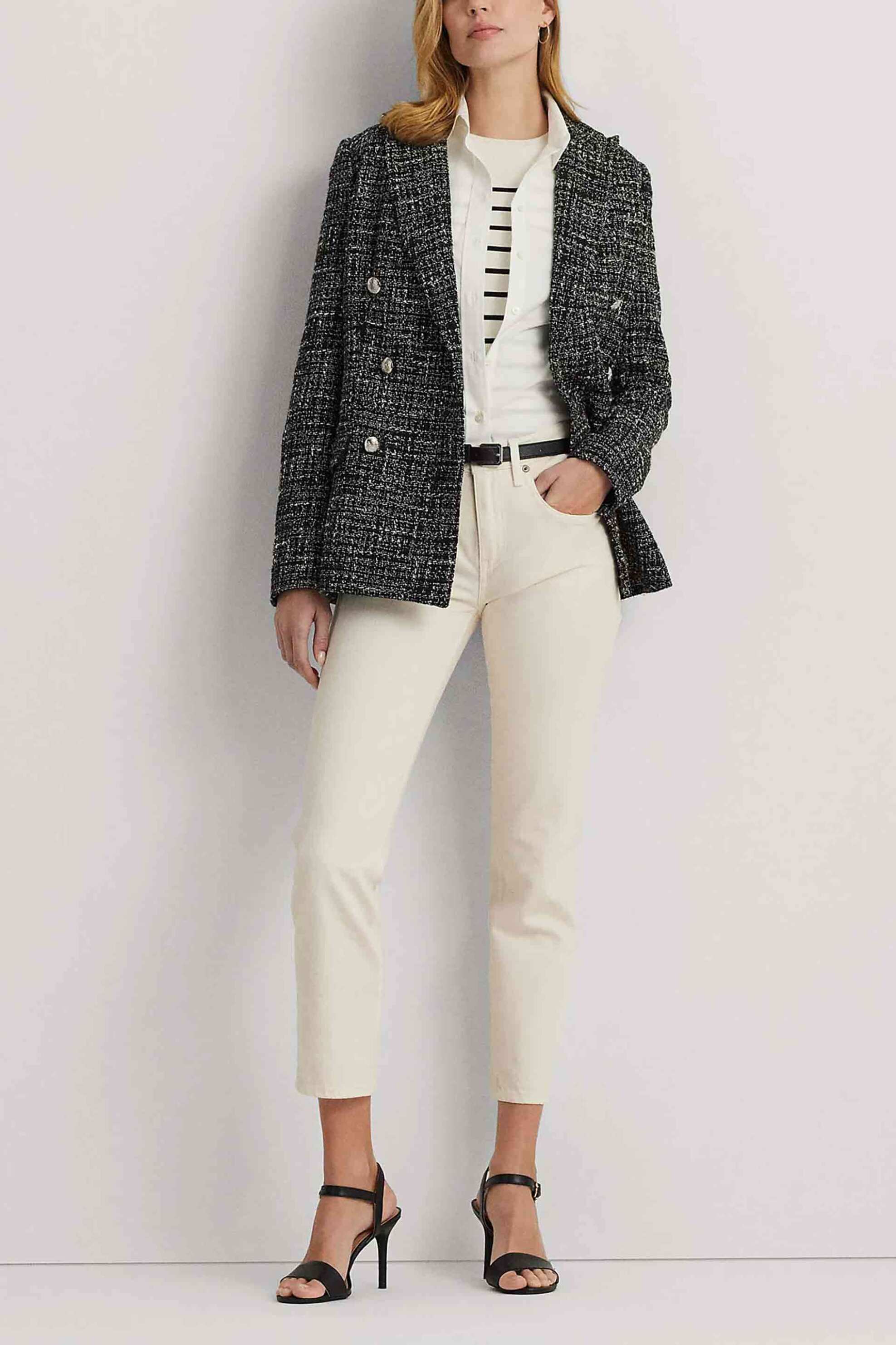 LAUREN RALPH LAUREN Lauren Ralph Lauren γυναικείο τζην παντελόνι μονόχρωμο cropped πεντάτσεπο - 200933324001 Κρέμ