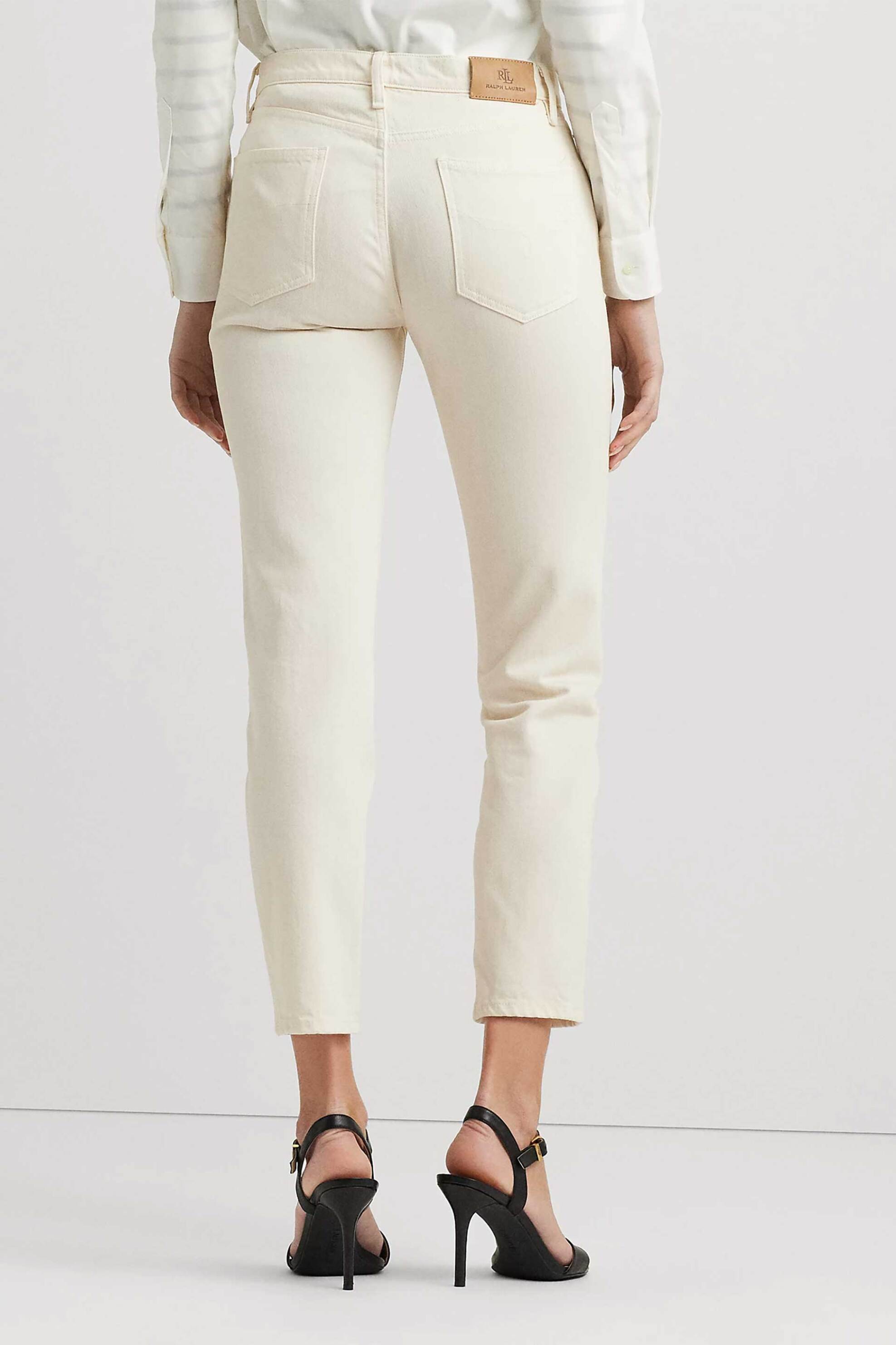 Lauren Ralph Lauren γυναικείο τζην παντελόνι μονόχρωμο cropped πεντάτσεπο - 200933324001 Κρέμ φωτογραφία