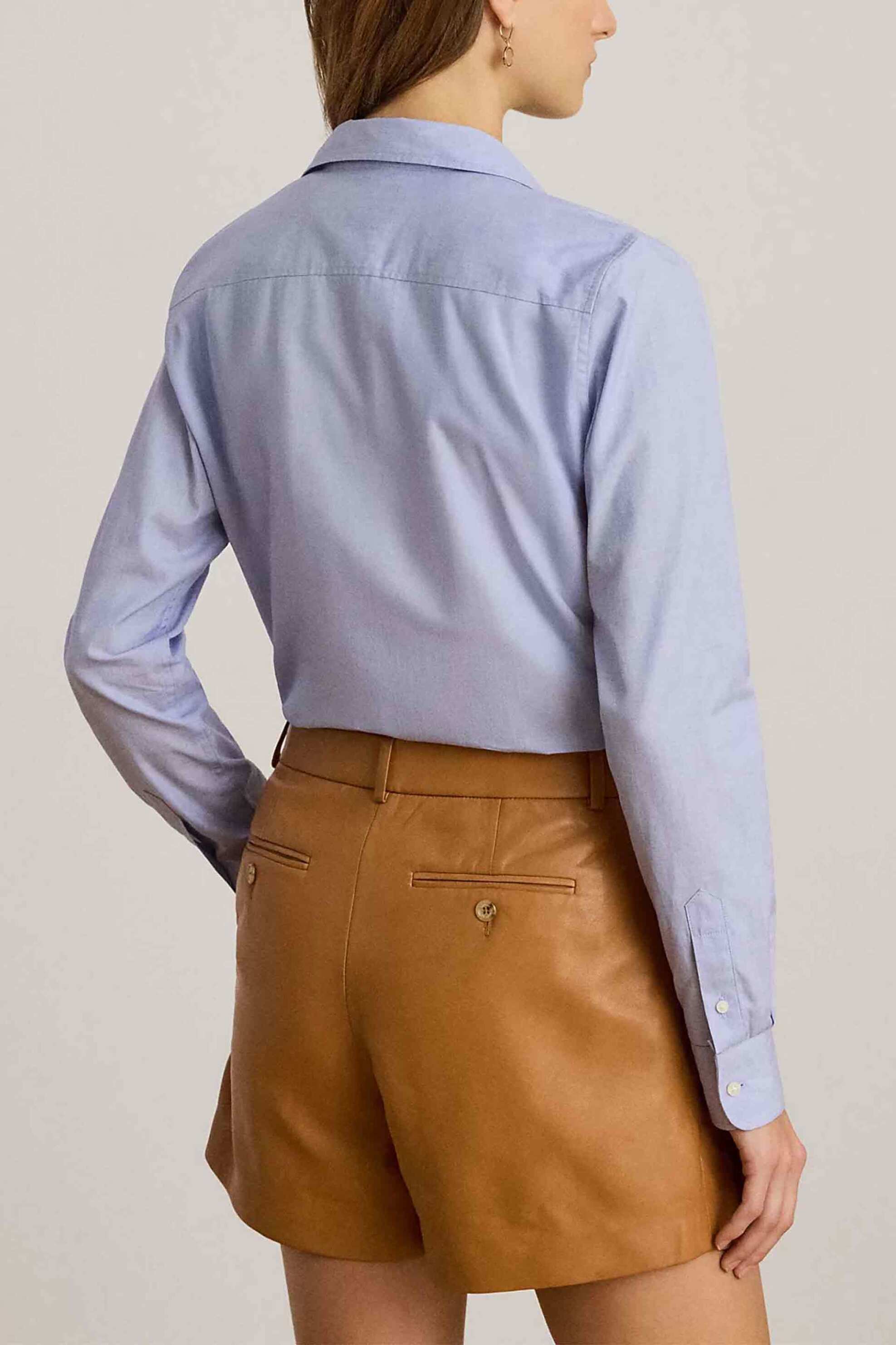 Lauren Ralph Γυναικείο Πουκάμισο με Κεντημένο Monogram Classic Fit - 200940254002 Μπλε Ανοιχτό