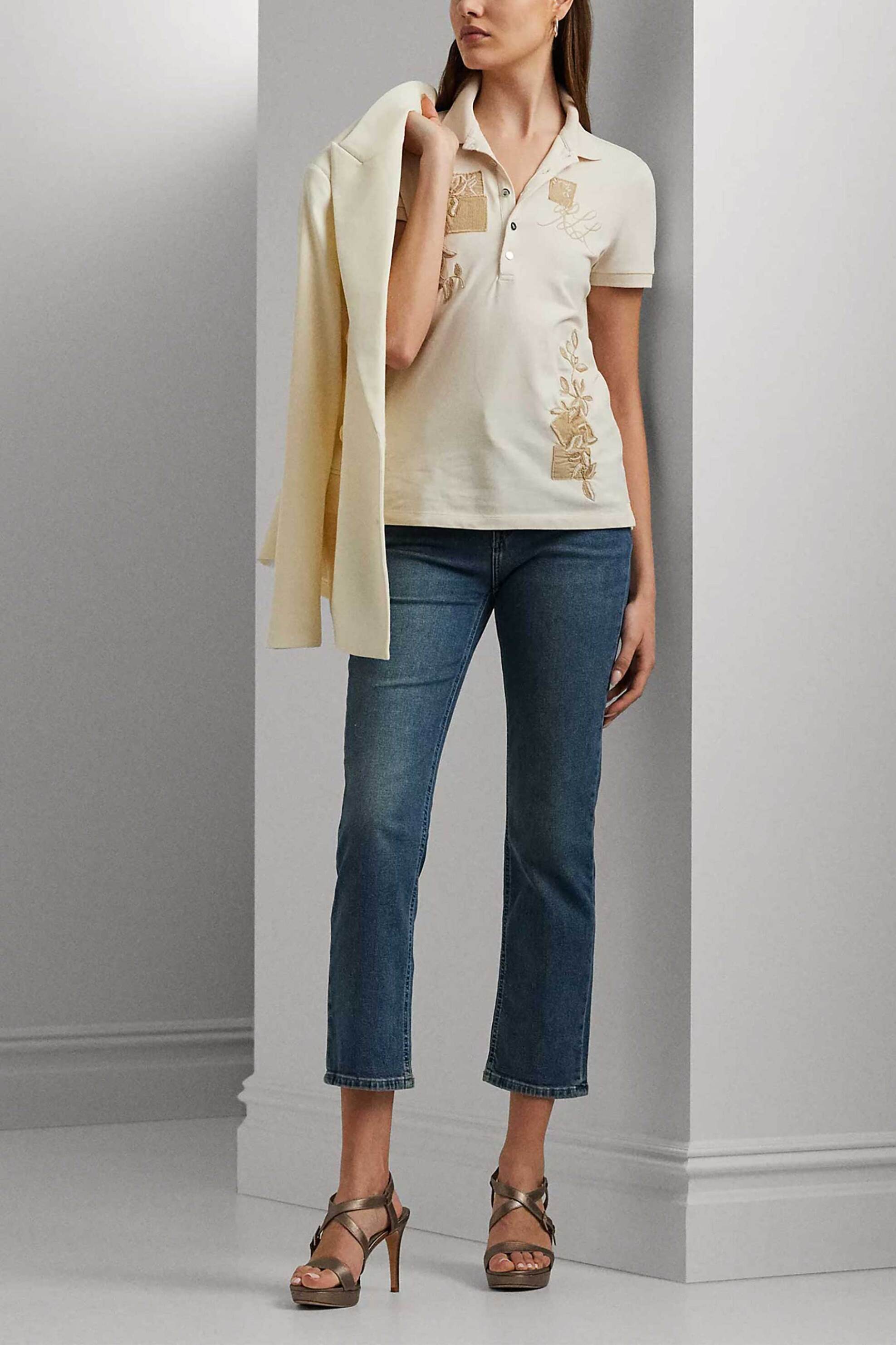 LAUREN RALPH LAUREN Lauren Ralph Lauren γυναικείο ψηλόμεσο τζιν παντελόνι cropped Straight Fit - 200940301001 Μπλε Σκούρο