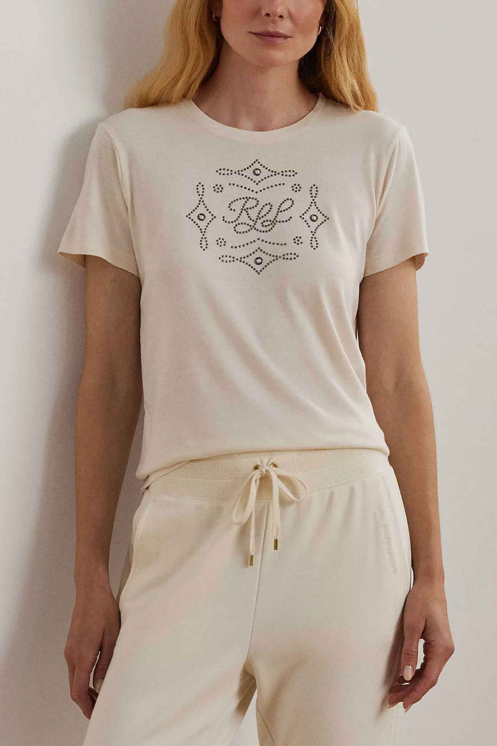 LAUREN RALPH LAUREN Lauren Ralph Lauren γυναικείο T-shirt με graphic logo από τρουκς Relaxed Fit - 200940495002 Κρέμ
