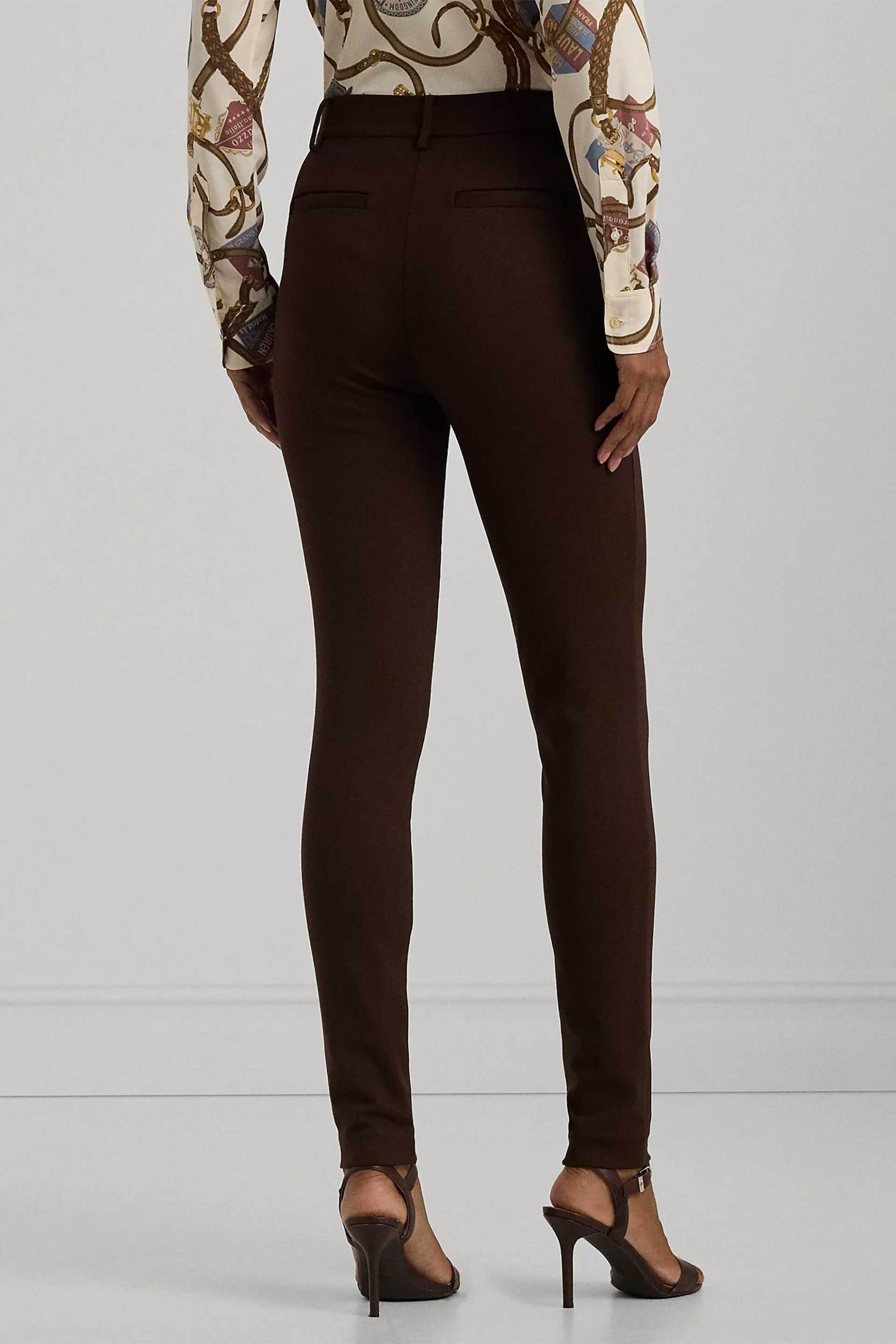 Lauren Ralph Lauren γυναικείο παντελόνι ελαστικό με διακοσμητική ζώνη - 200951327001 Καφέ φωτογραφία