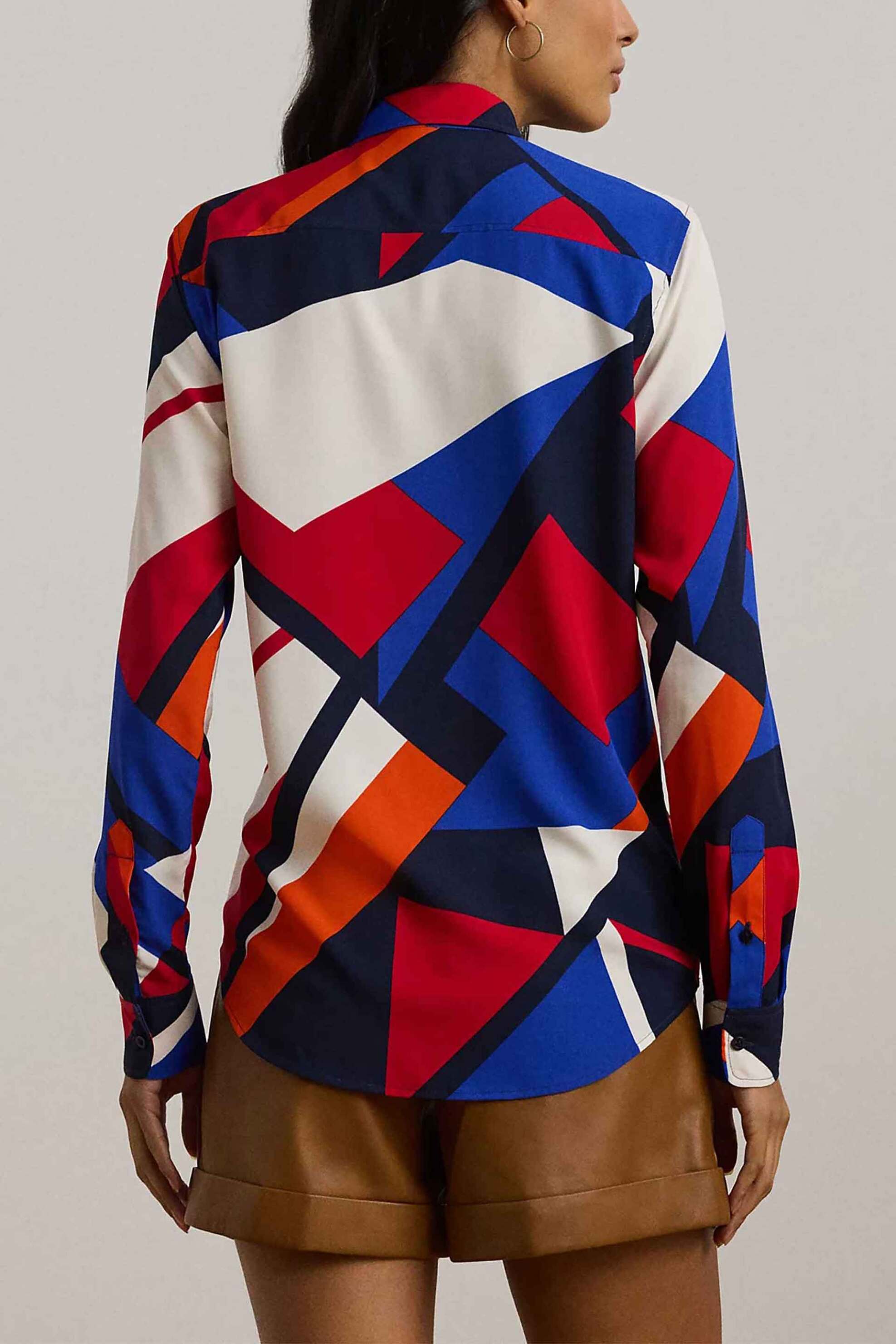 Lauren Ralph Γυναικείο Πουκάμισο Crepe με Print Straight Fit - 200957048001 Πολύχρωμο