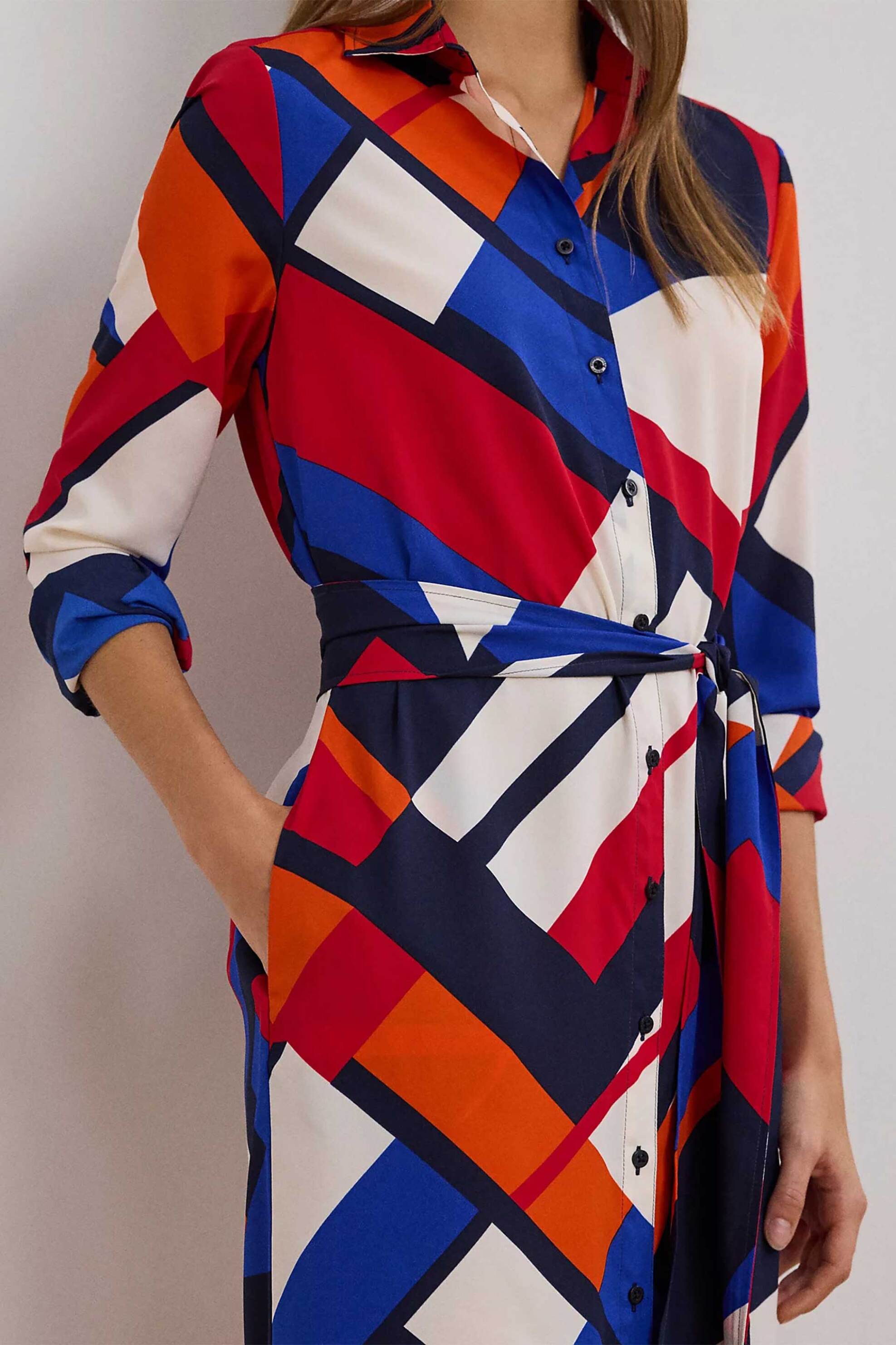 Lauren Ralph Lauren γυναικείο midi φόρεμα σεμιζιέ με all-over print - 200957063001 Πολύχρωμο φωτογραφία