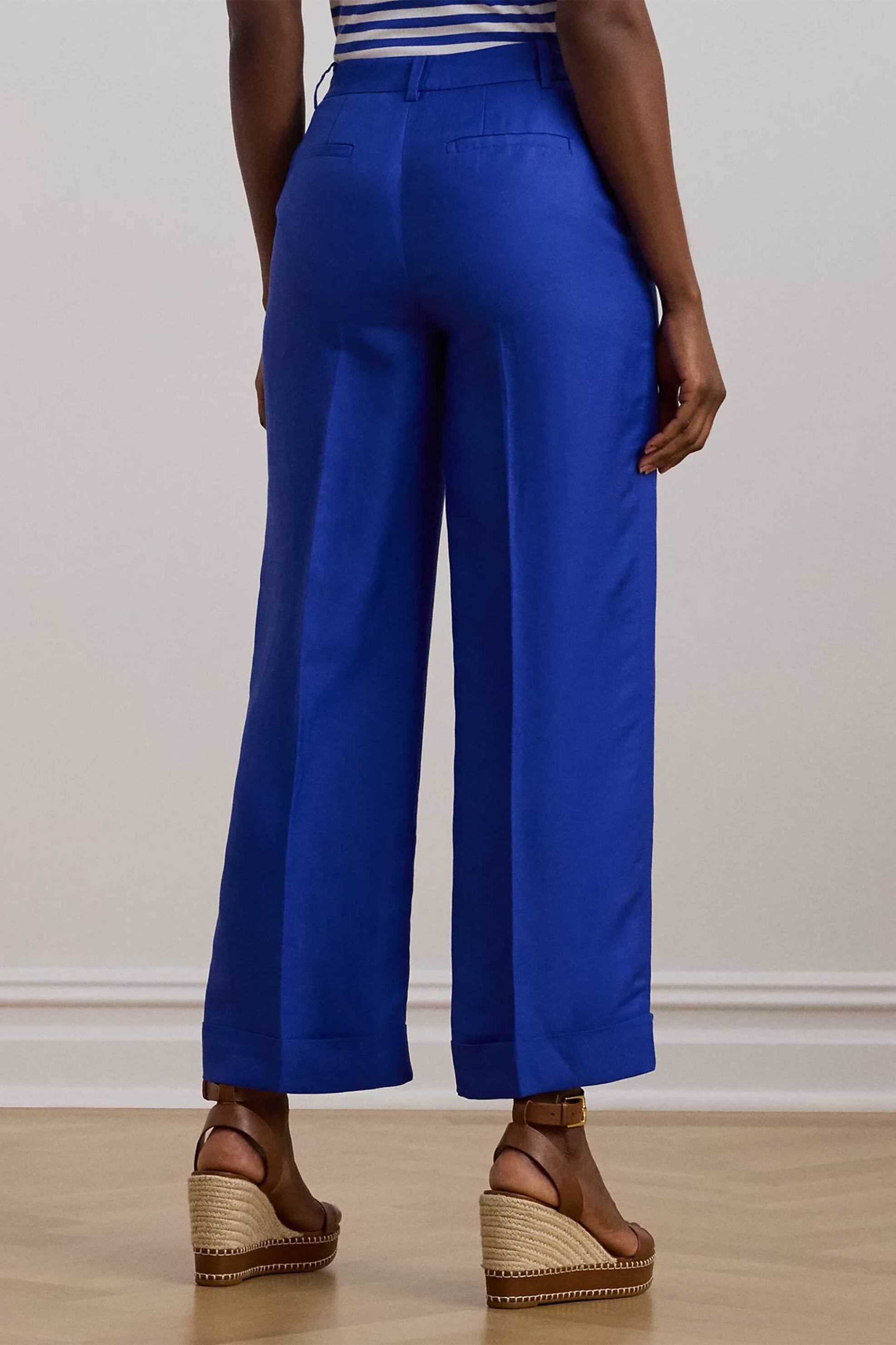 Lauren Ralph Lauren γυναικείο παντελόνι cropped με λινάρι - 200957332001 Μπλε Ηλεκτρίκ φωτογραφία