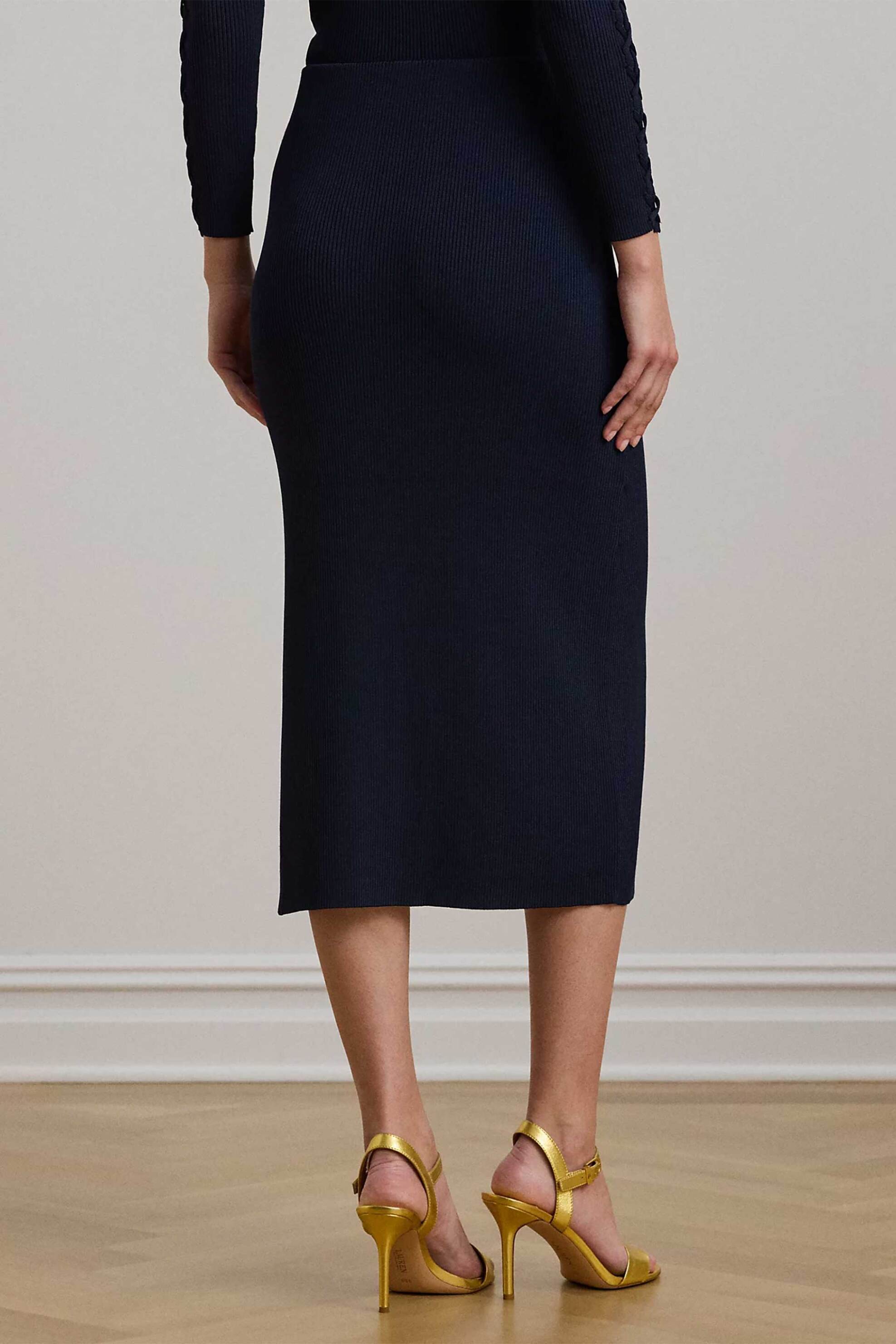 Lauren Ralph Lauren γυναικεία midi φούστα ribbed - 200957548001 Μπλε Σκούρο φωτογραφία