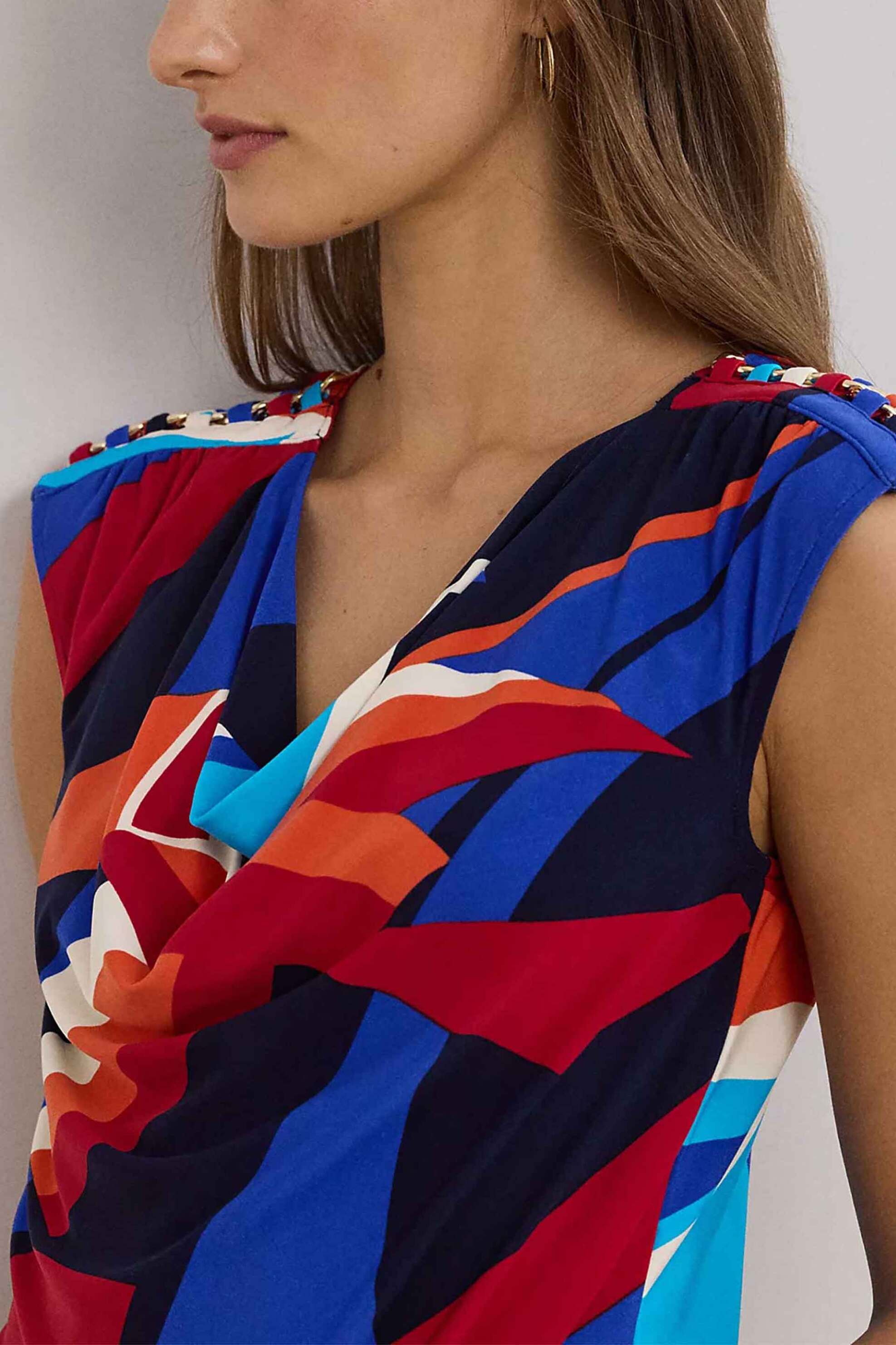 Lauren Ralph Lauren γυναικεία μπλούζα εμπριμέ με ντραπέ λαιμόκοψη - 200957665001 Κόκκινο φωτογραφία